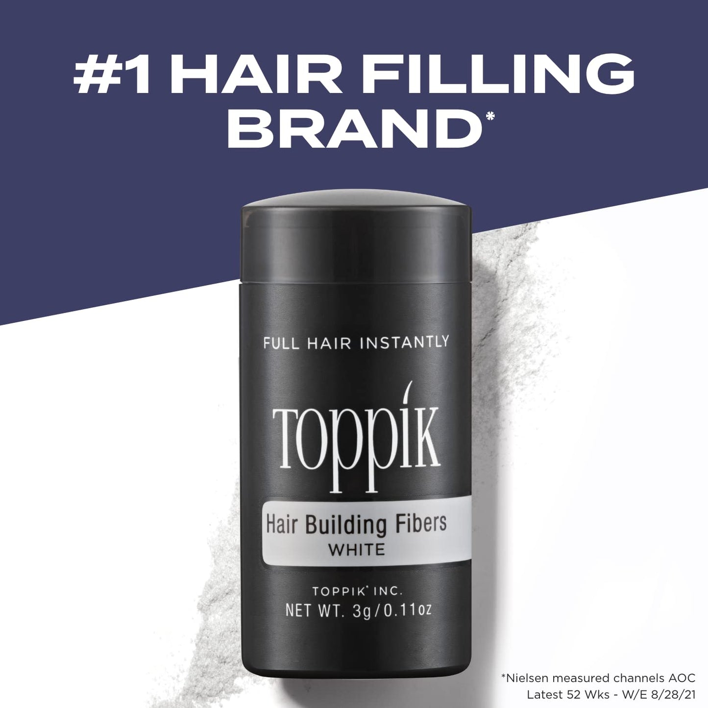 TOPPIK Hair Building Fibers, White, 0.42 oz.