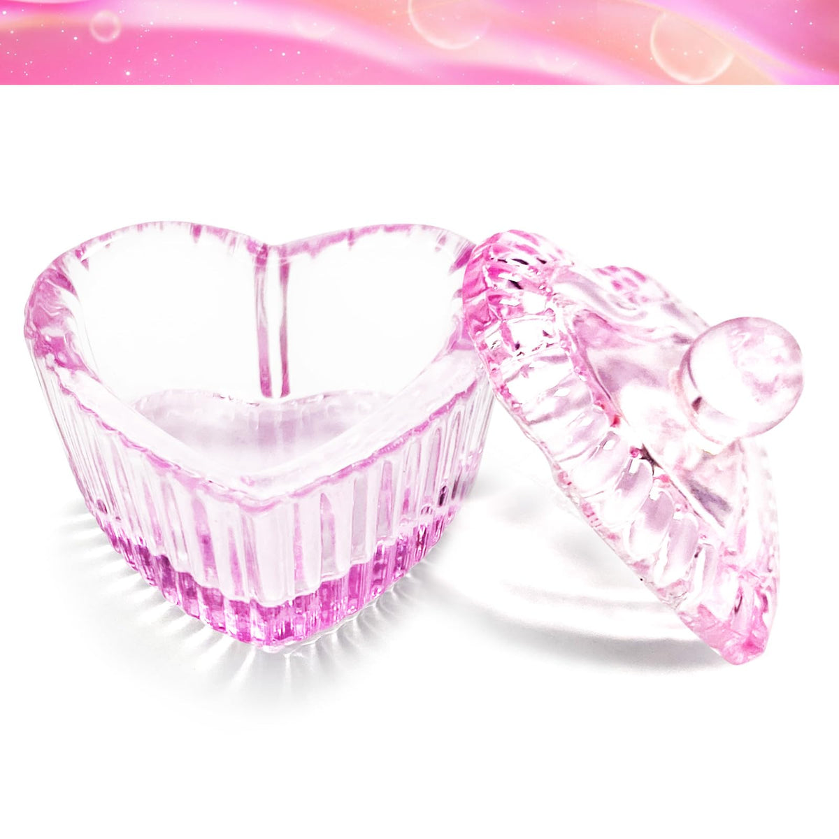 Plato de Vidrio Acrílico en Forma de Corazón Honey Joy Transparente para Arte de Uñas