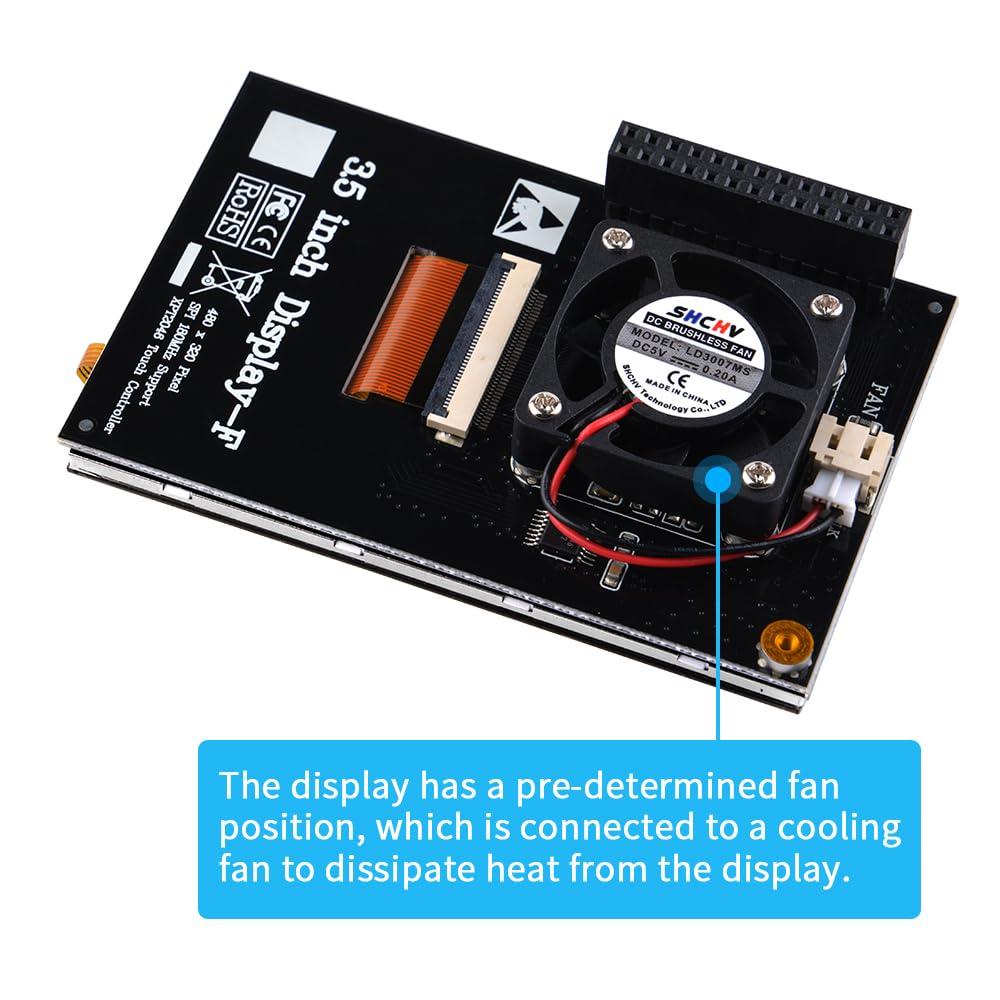 GeeekPi - visualización táctil de 3.5 pulgadas con funda para Raspberry Pi 4, con ventilador y disipadores de calor, visualización LCD TFT de resolución de 320 x 480 para Raspberry Pi 4 Modelo B