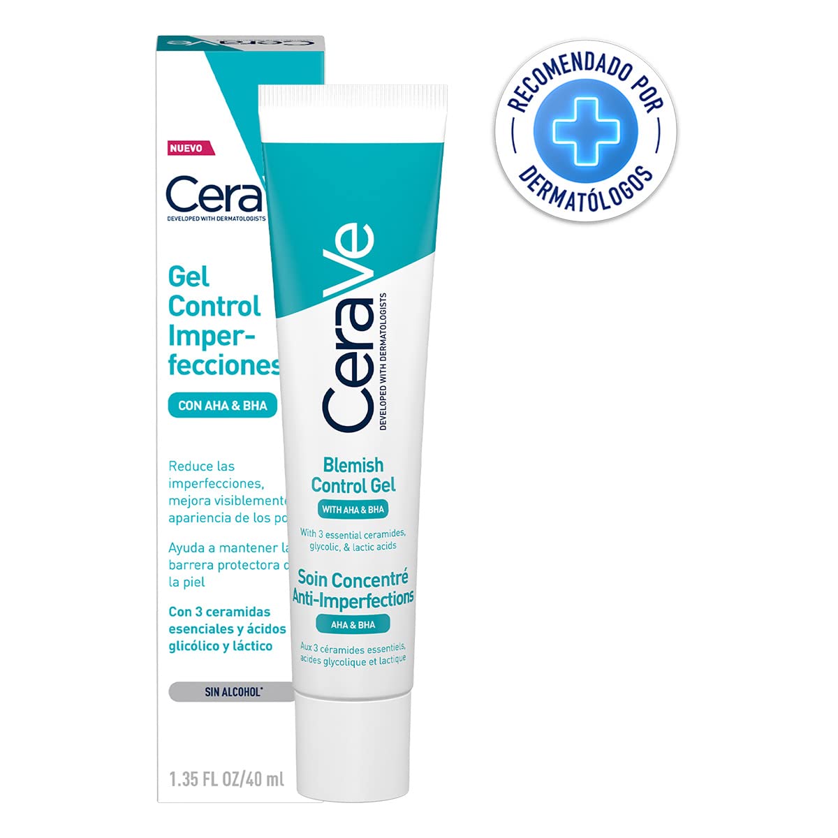 Cerave Gel Facial tratamiento Anti-imperfecciones Para Piel Grasa o Acne, 40ml + Loción Hidratante de Rostro |52ml| Hidratante facial de noche con textura ultraligera | Libre de fragancia