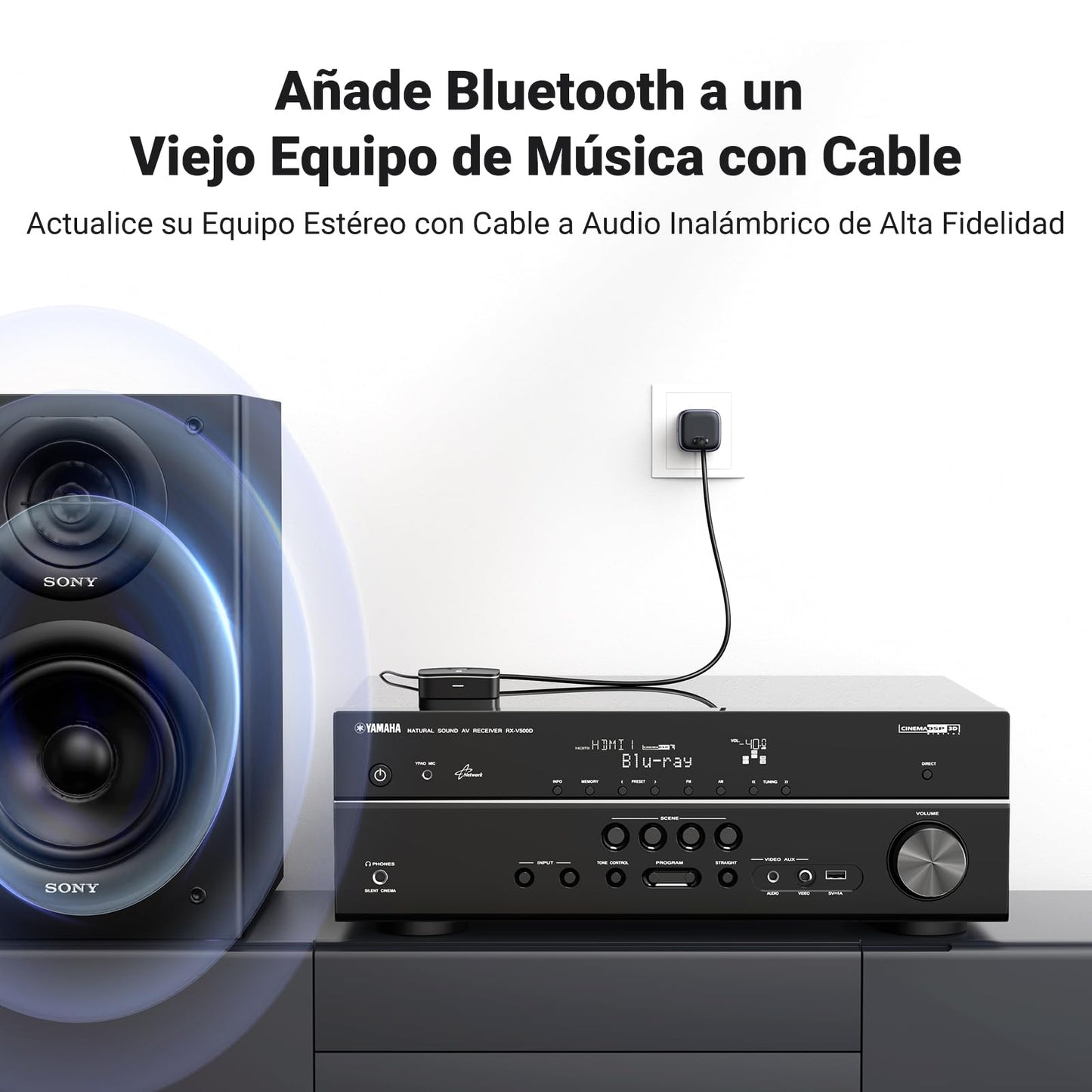 Receptor Bluetooth de Coche UGRRN Negro con Aux Dual Link Aptx HD para Teléfonos Inteligentes y Tabletas