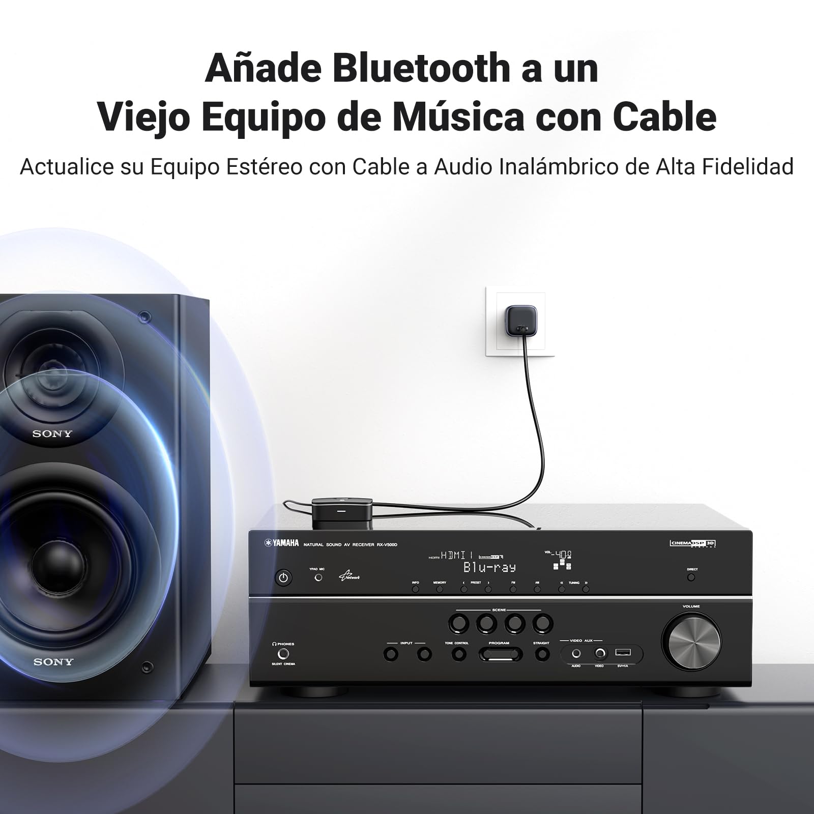 Receptor Bluetooth de Coche UGRRN Negro con Aux Dual Link Aptx HD para Teléfonos Inteligentes y Tabletas