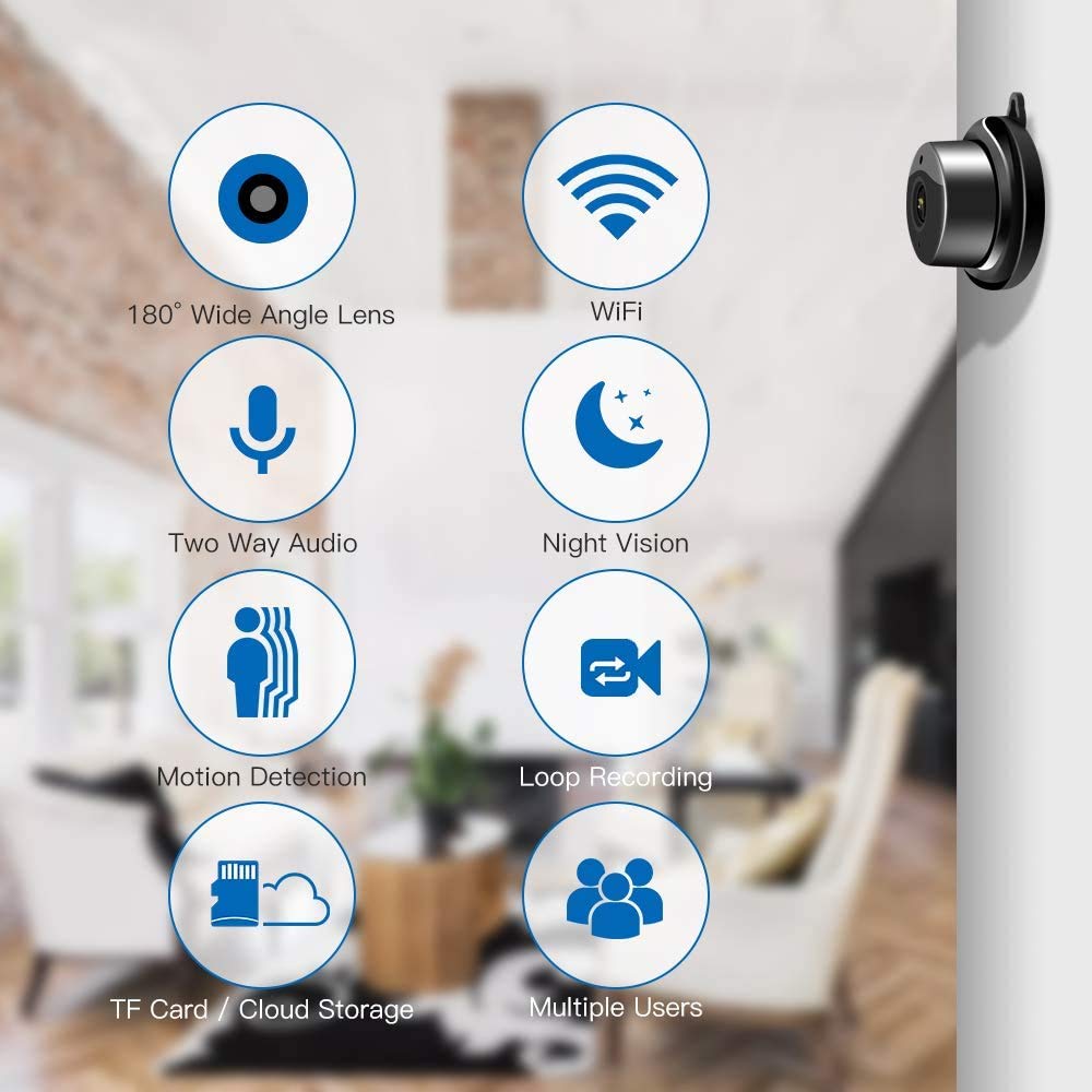 Cámara Con Visión Nocturna Cámara espía, Mini Camara Espia 2mp 1080p Wifi Inalámbric,con Visión Nocturna Detección de Movimiento Grabación en bucle para Interiores o Exteriores Admite Tarjeta Micro SD