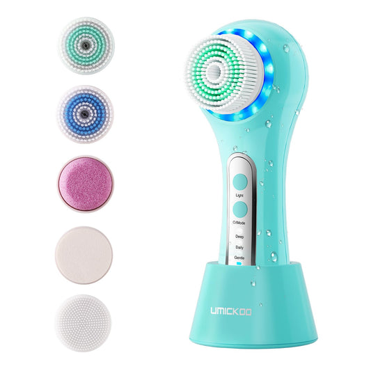 Exfoliante Facial Umickoo Recargable IPX7 Resistente al Agua con 5 Cepillos