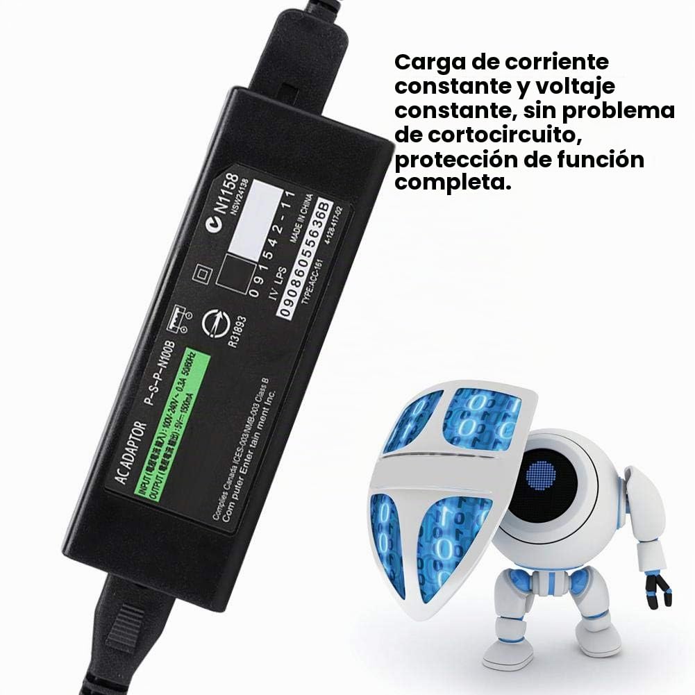 Adaptador de Corriente ASHATA Negro Carga Rápida DC 5V/1500mA con Cable USB 2 en 1