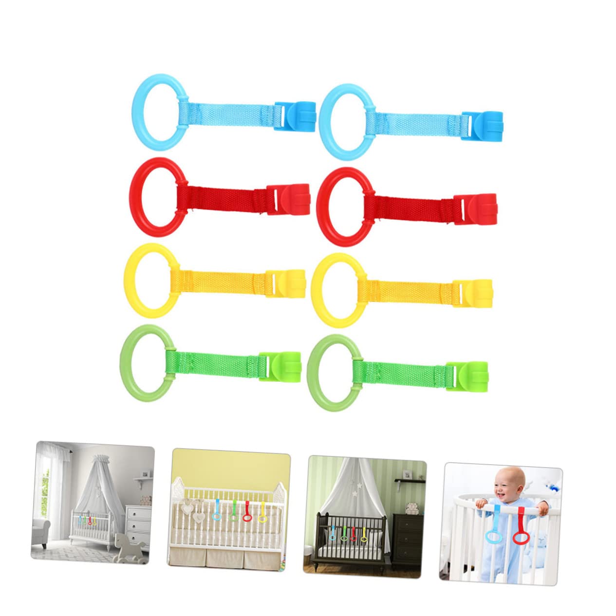 ifundom 8piezas Anillos De Tracción Para Bebés Anillos Colgantes Para Cuna Diseño Ergonómico Para Aprender Estar De De Tirar Infantiles Material Seguro Y Duradero Para Cuna Y Hogar