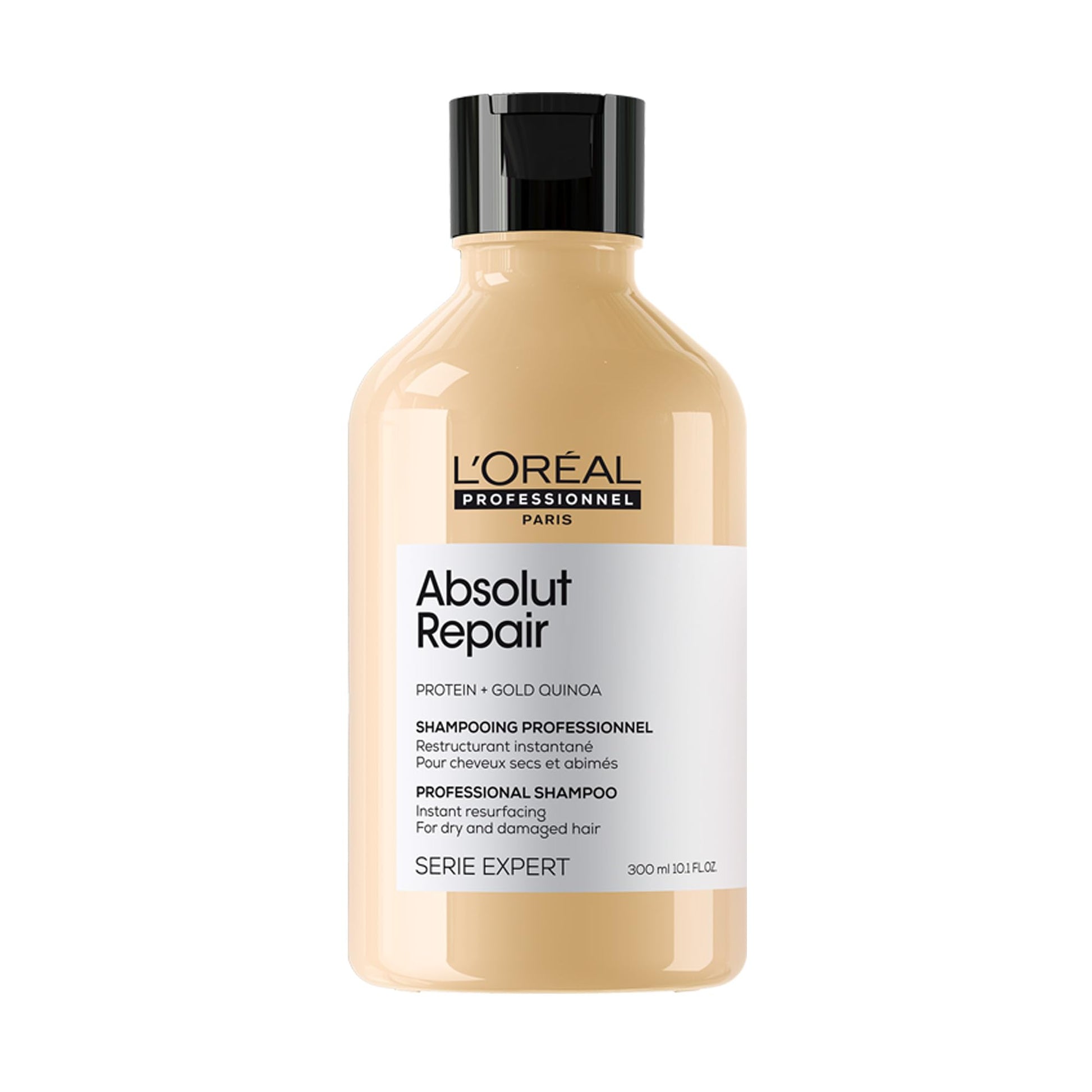 L'Oreal Professionnel Absolut Repair Shampoo | Repara el daño y proporciona brillo | Con quinoa y proteínas | Tratamiento con tecnología de proteínas | Para cabello seco y dañado | 300ml