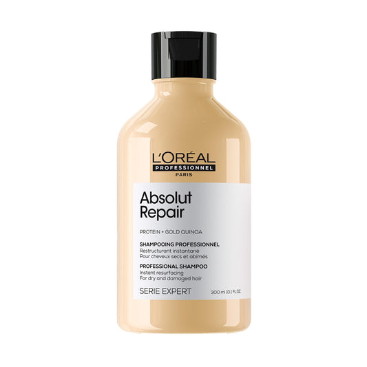 L'Oreal Professionnel Absolut Repair Shampoo | Repara el daño y proporciona brillo | Con quinoa y proteínas | Tratamiento con tecnología de proteínas | Para cabello seco y dañado | 300ml