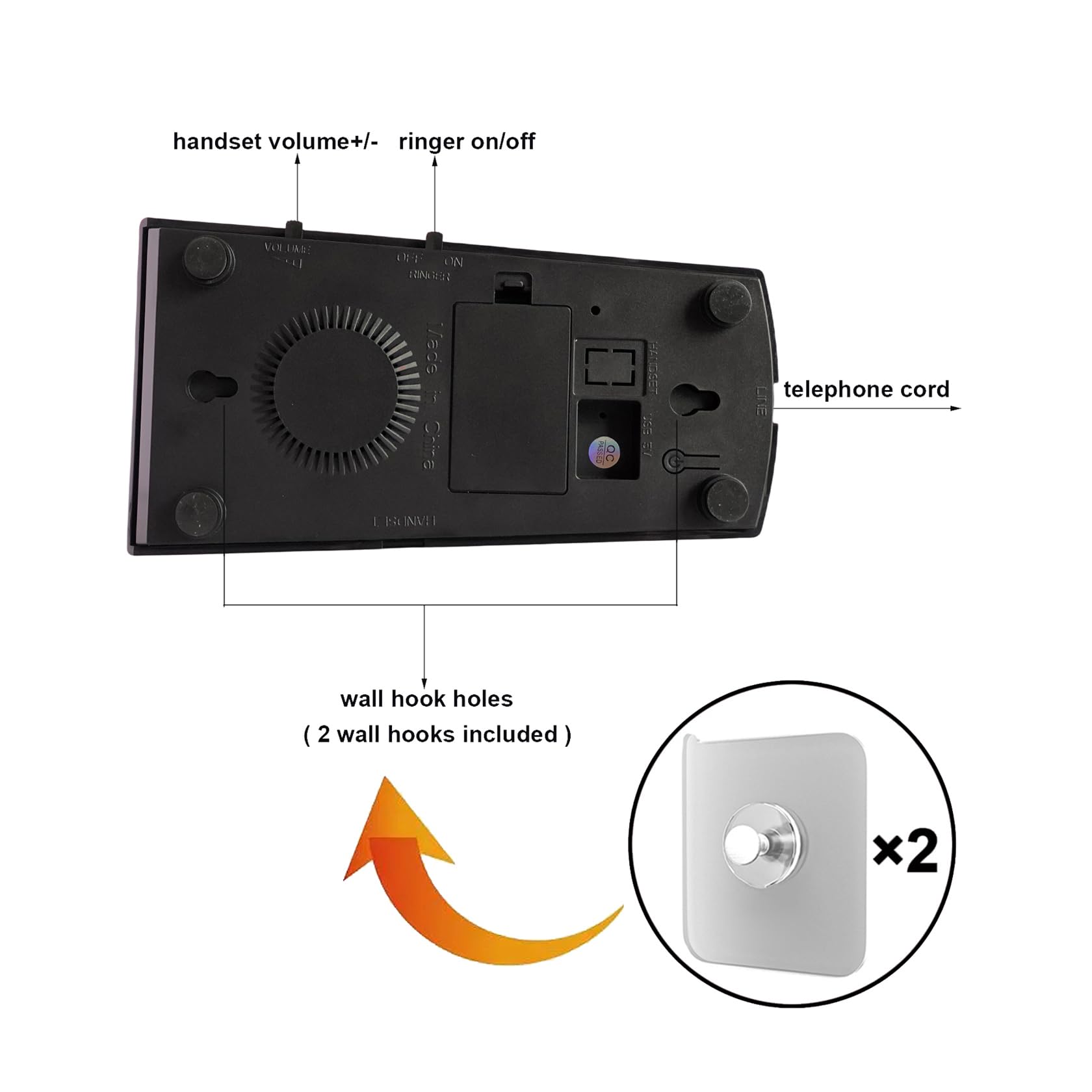 Teléfono retro Artisam, teléfono de pared con cable clásico, teléfono fijo antiguo, esfera rotativa, para oficina en casa, hotel, escuela (negro)