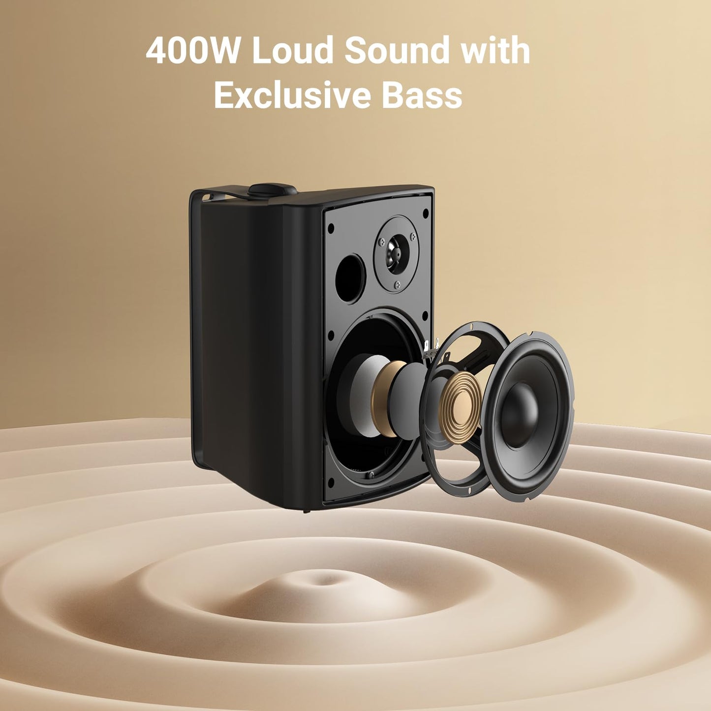 STUDIOFINIX Altavoces de Pared de 6,5 Pulgadas, Sistema de Altavoces pasivos para Exteriores de 400W/par, Material ABS Resistente para el Patio, el Garaje y la Piscina (Negro)
