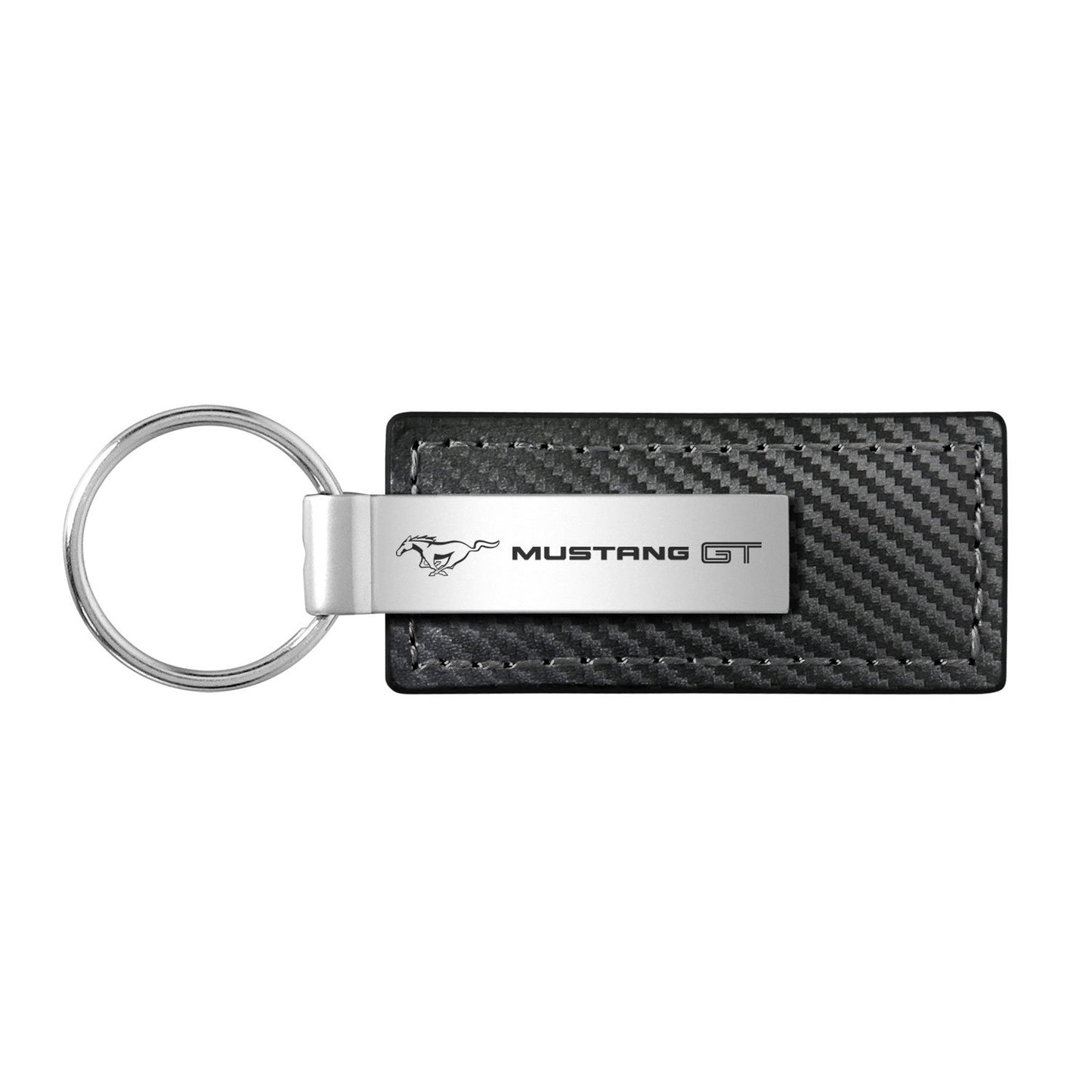 Au-TOMOTIVE Gold - Llavero rectangular de piel de fibra de carbono para Ford Mustang (negro), Negro -, Estándar, Moderno