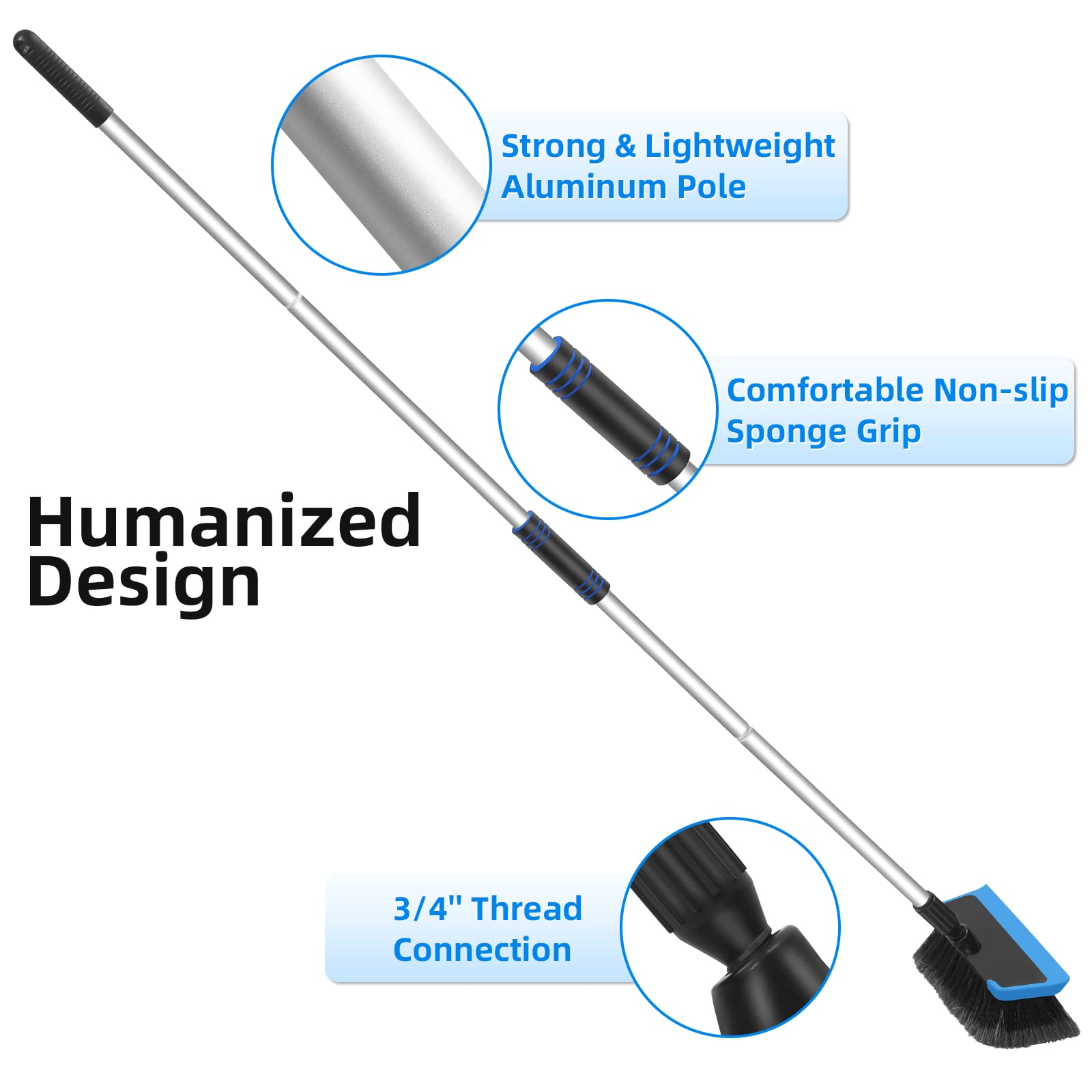 Cepillo de Polvo con Mango Largo Wontolf 62 Pulgadas Cerdas Suaves para Lavado de Coche