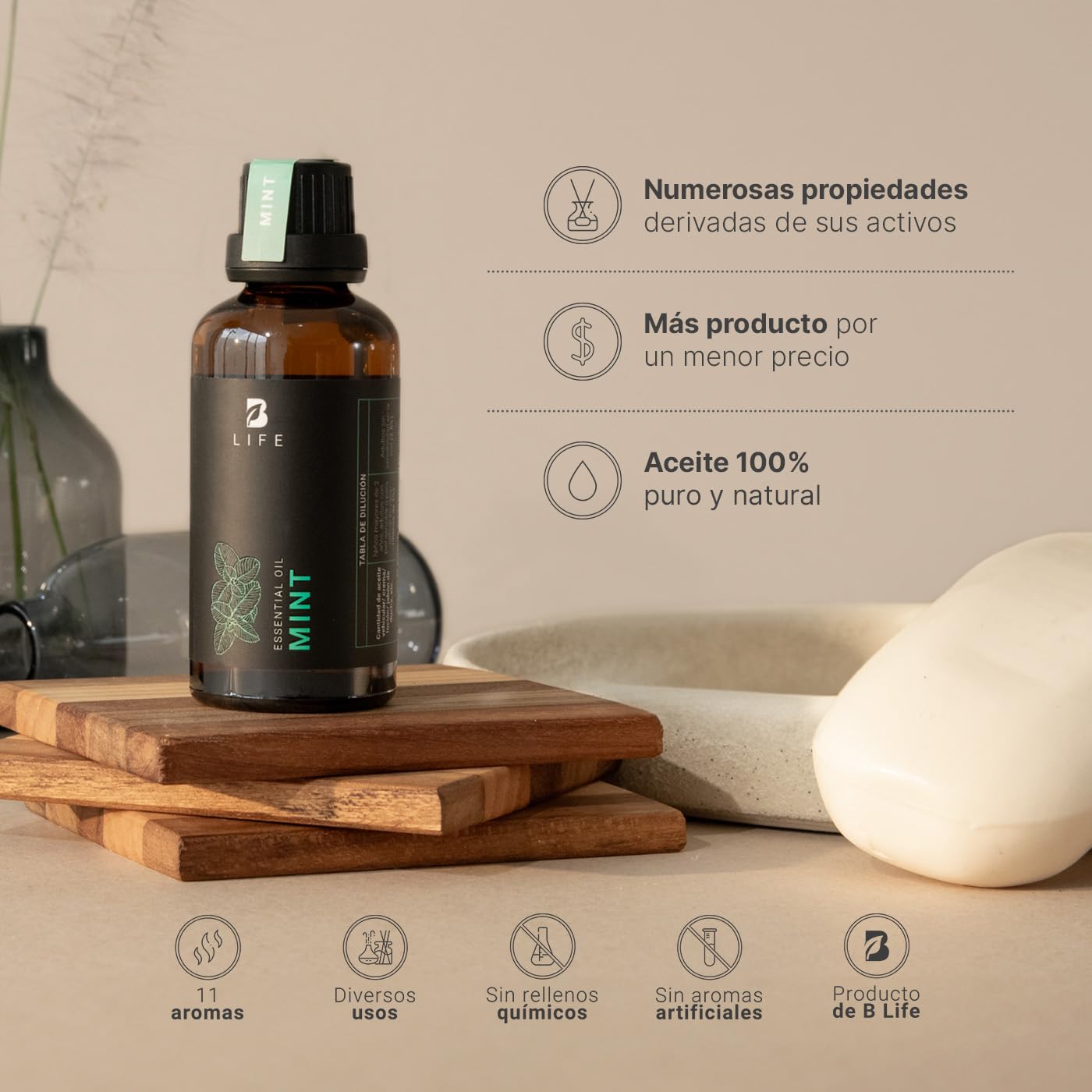 Aceite Esencial B Life Menta Aromalogía Ingredientes Puros 50 ml