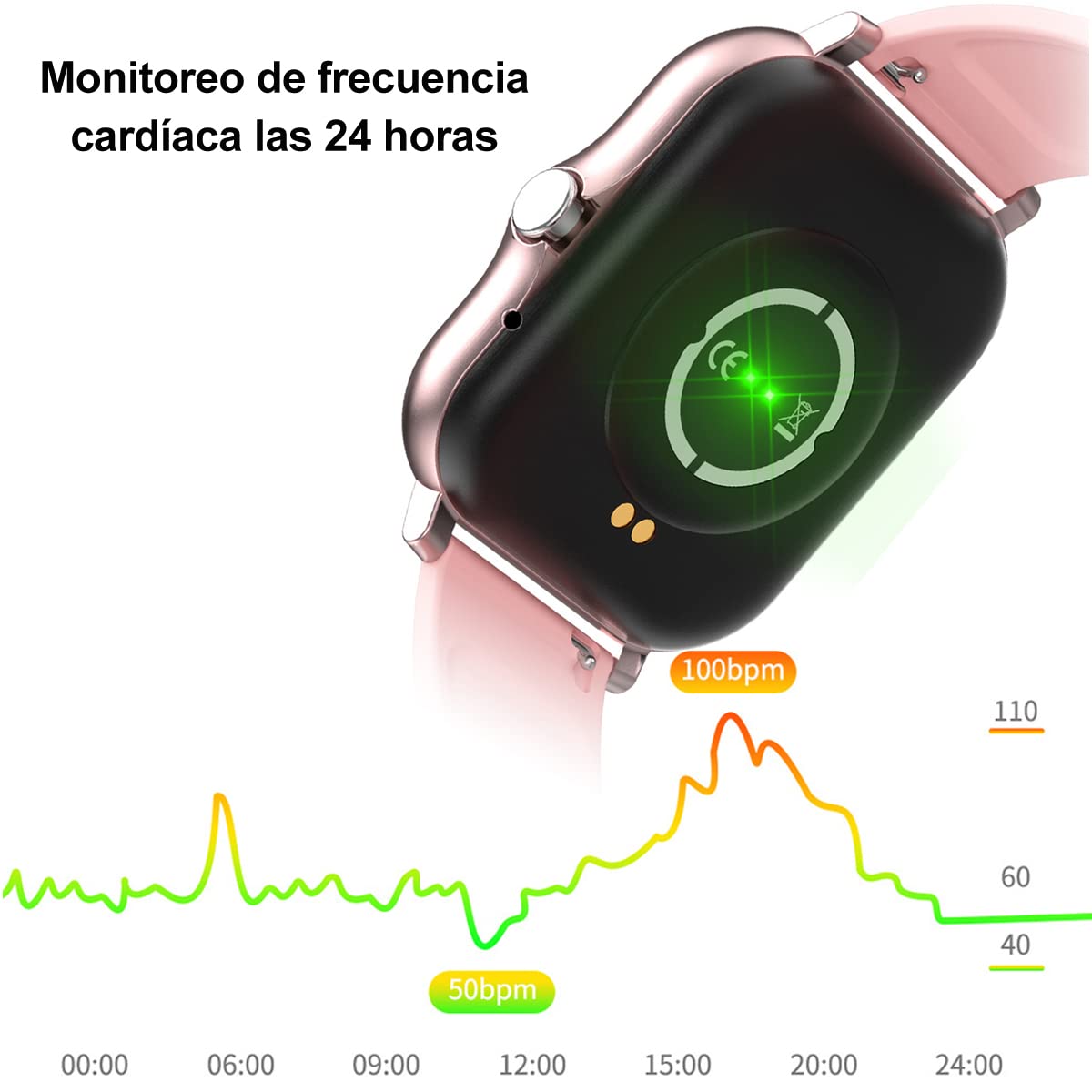 Smartwatch LOLO Rosado Impermeable para Hombre Mujer