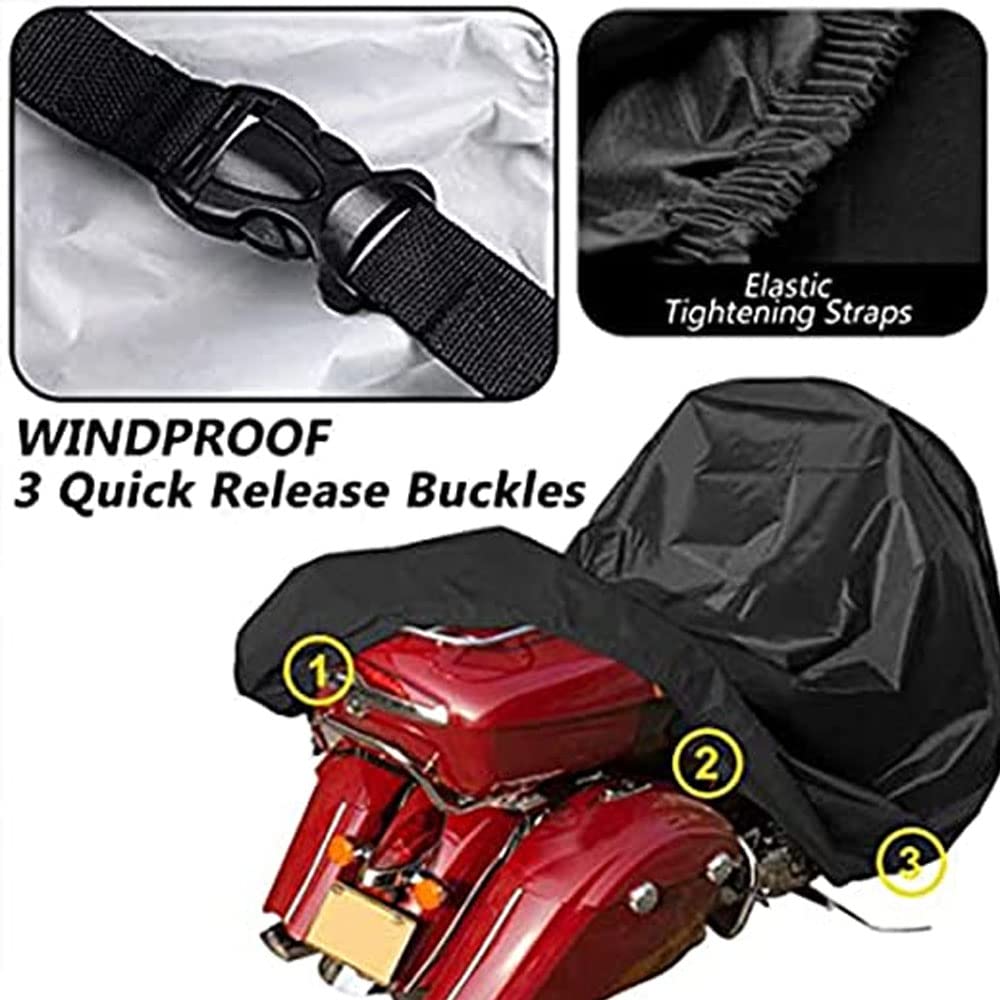 Jiula - Funda para Moto Set Cubierta de la Motocicleta - Funda para Moto Set Impermeable, con Accesorios de Cambio de Marchas para Zapatos, 230 x 125 x 95 CM (XL,Negro+Cambio de Marchas para Zapatos)