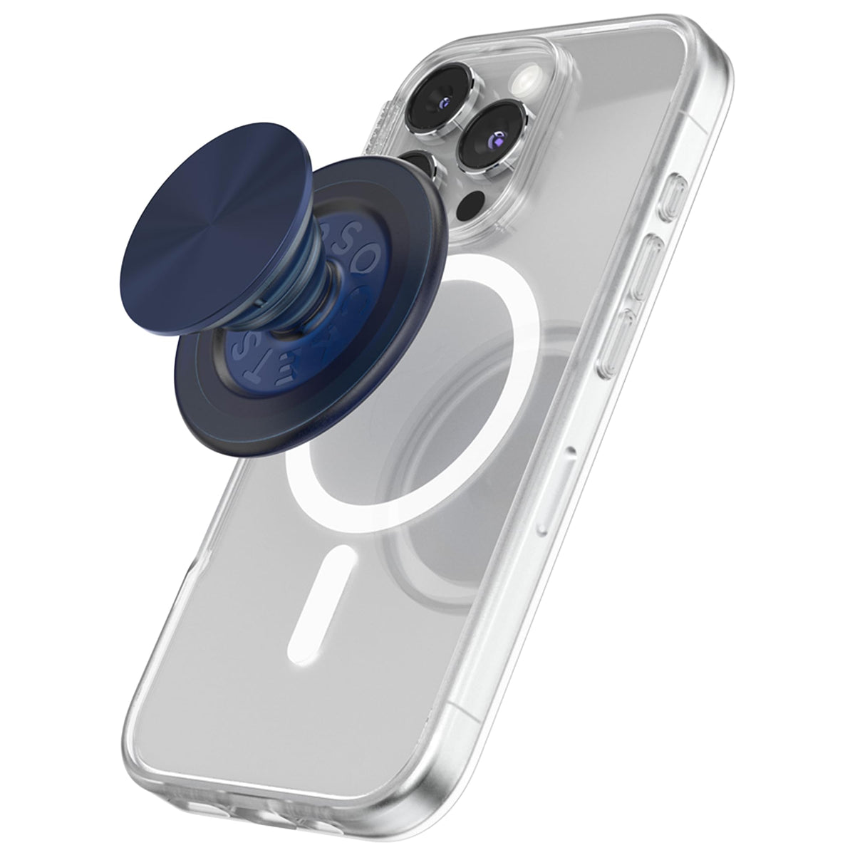 Agarre Redondo para Teléfono PopSockets Azul Marino Compatible MagSafe con Anillo Adaptador y Soporte para Carga Inalámbrica