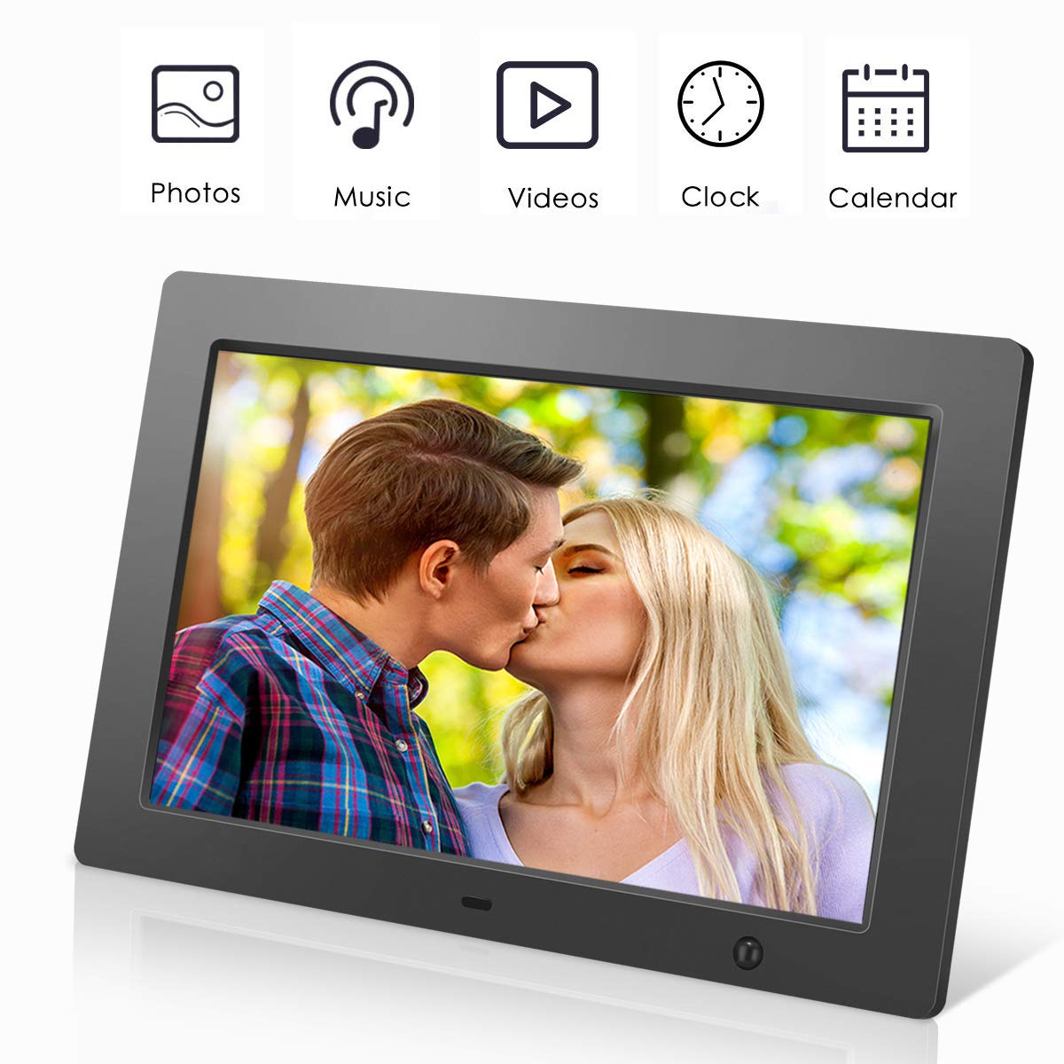 FLYAMAPIRIT - Marco digital para fotos de 10 pulgadas con visualización HD IPS con sensor de movimiento, vídeo, música de fondo, calendario, reloj, rotación automática, los mejores regalos