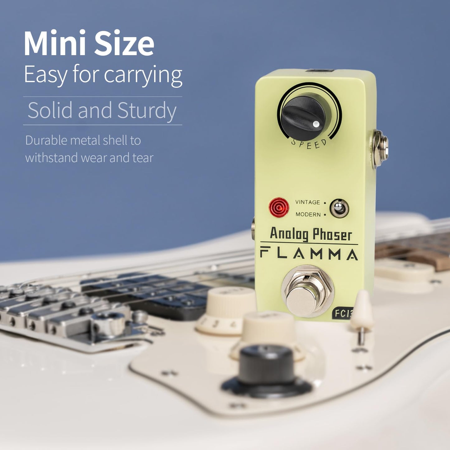 Pedal de Guitarra FLAMMA FC13 con Efectos de Phaser Analógico y True Bypass