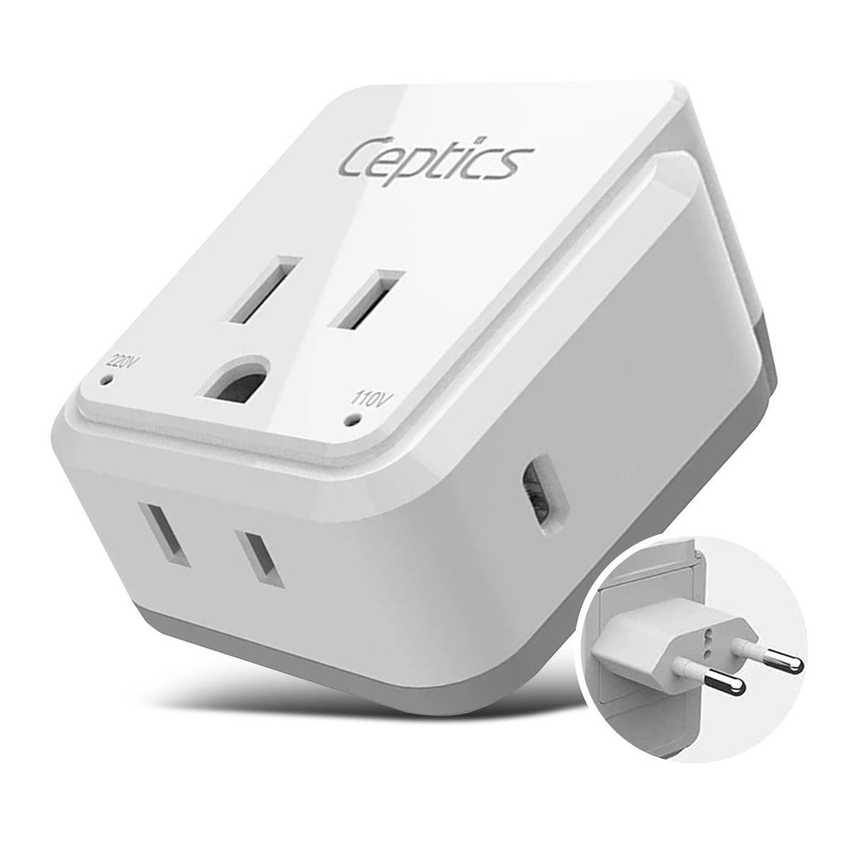 Adaptadores de Enchufe Europeo Ceptics Blanco Compacto y Potente 30W USB-C
