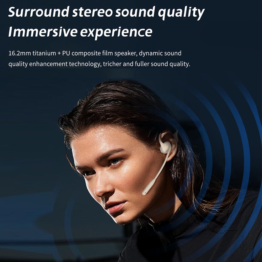 Auriculares Bluetooth IHAO Negros con Conducción de Aire y Micrófono Giratorio para Mujer