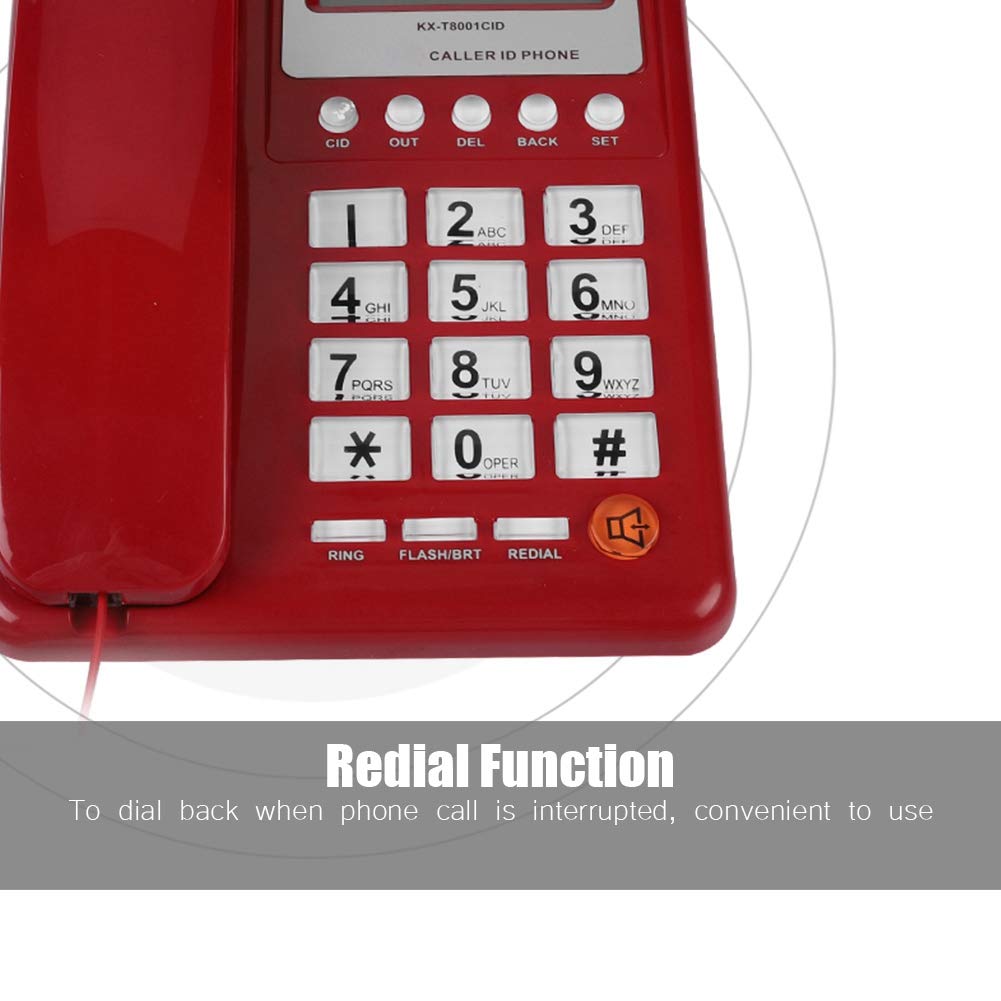 Teléfono con Cable,para Hogar/Hotel/Oficina,Telefono Alámbrico,con Altavoz, Dual FSK/DTMFI,dentificador de Llamadas,Marcación Rapidamente,Función de Almacenamiento de