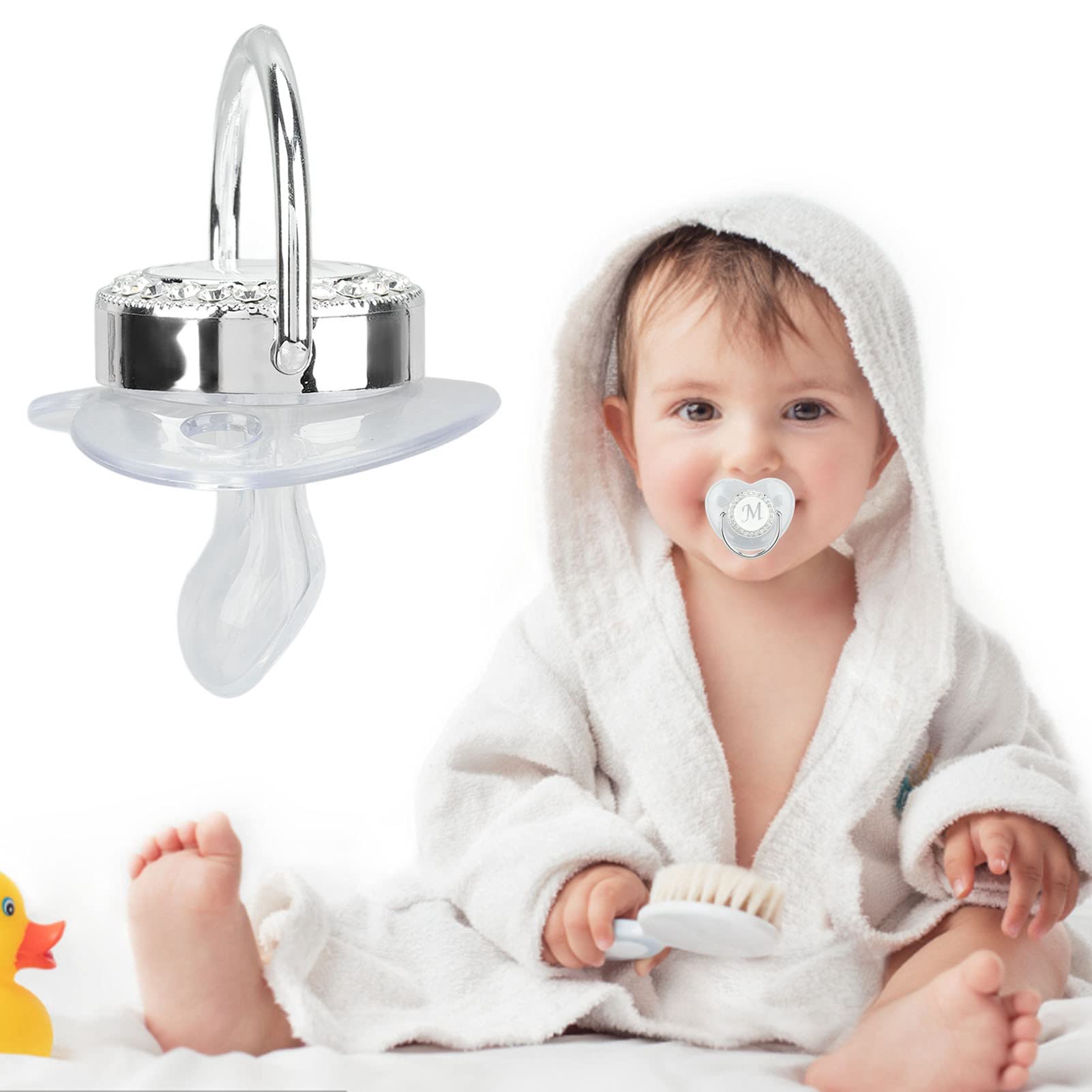 Chupete de bebé de Silicona, Chupete de bebé sin Costuras y Ergonómico Saludable y Seguro para Bebés de 6 a 18 Meses (Letra M)