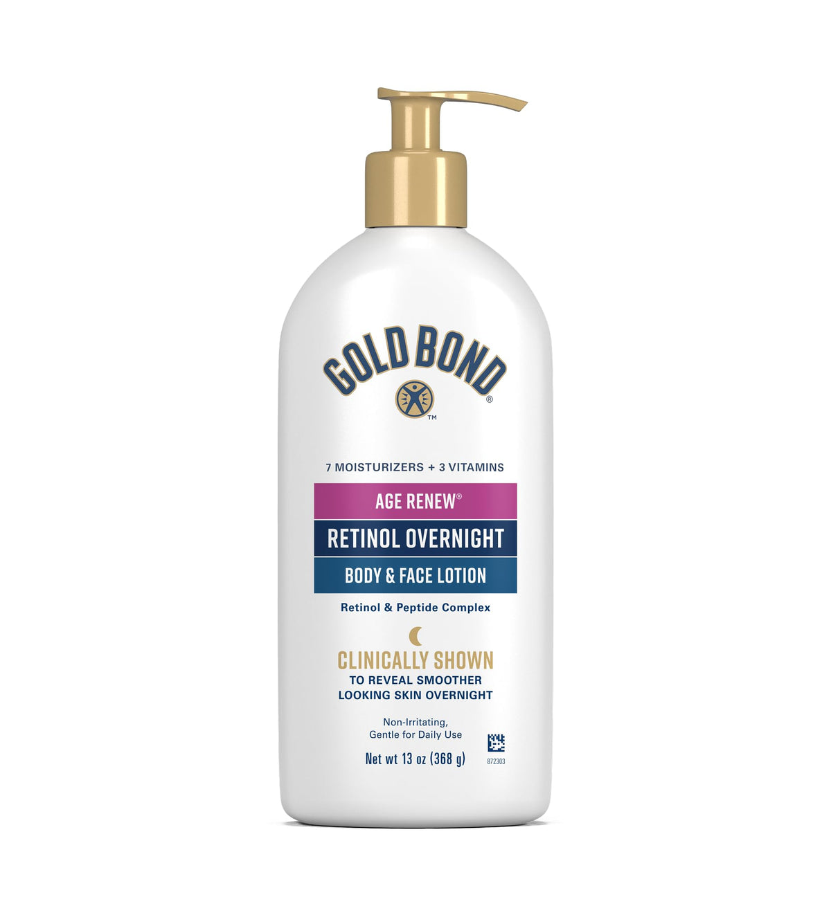 Gold Bond Age Renew Retinol Overnight Body & Face Lotion, With Retinol & Peptide Complex, 13 oz.