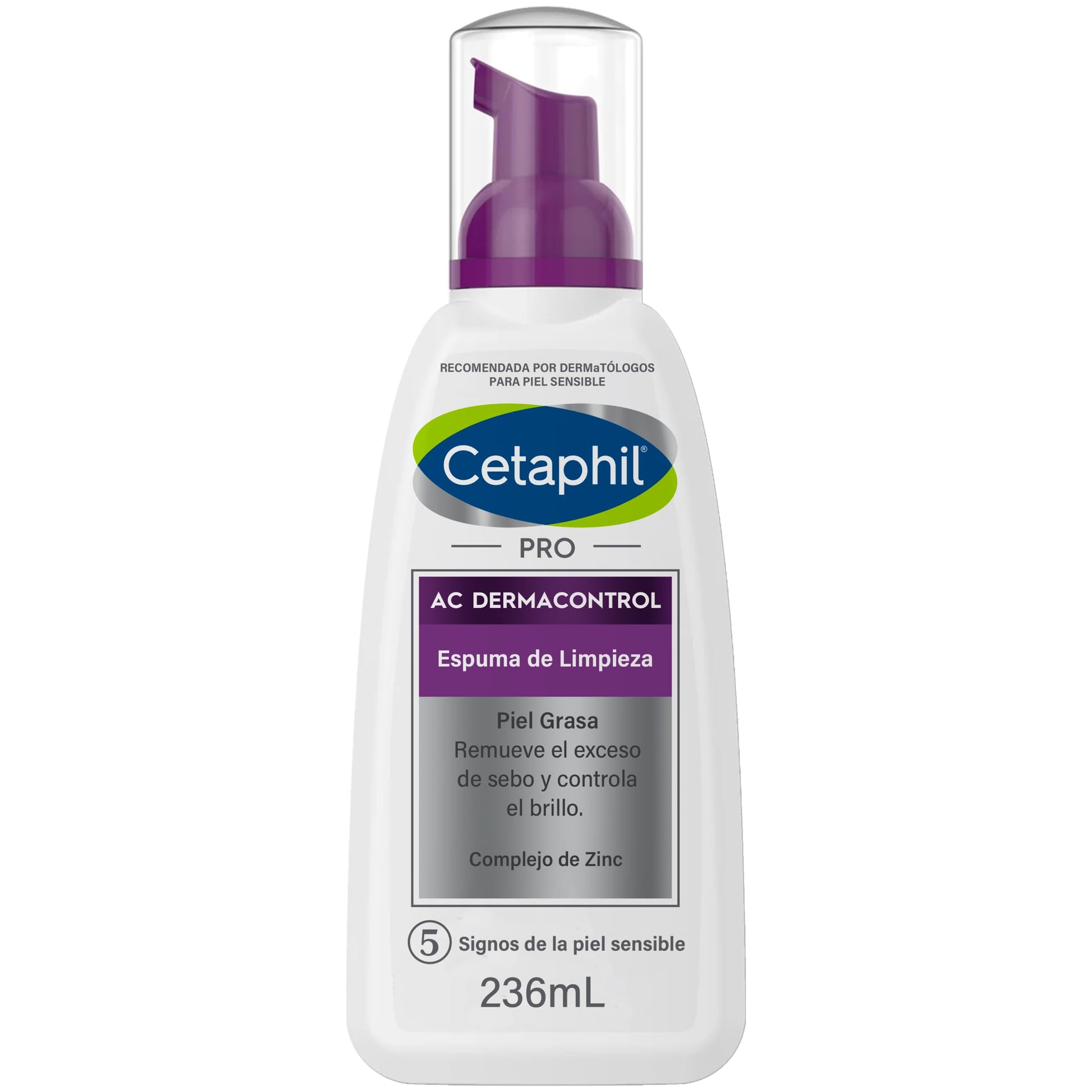 CETAPHIL PRO AC Dermacontrol 1 pz 236 ml Reduce los Niveles de Sebo Recomendada por Dermatólogos para Piel Sensible (Empaques diferentes)