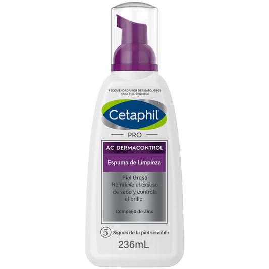 CETAPHIL PRO AC Dermacontrol 1 pz 236 ml Reduce los Niveles de Sebo Recomendada por Dermatólogos para Piel Sensible (Empaques diferentes)