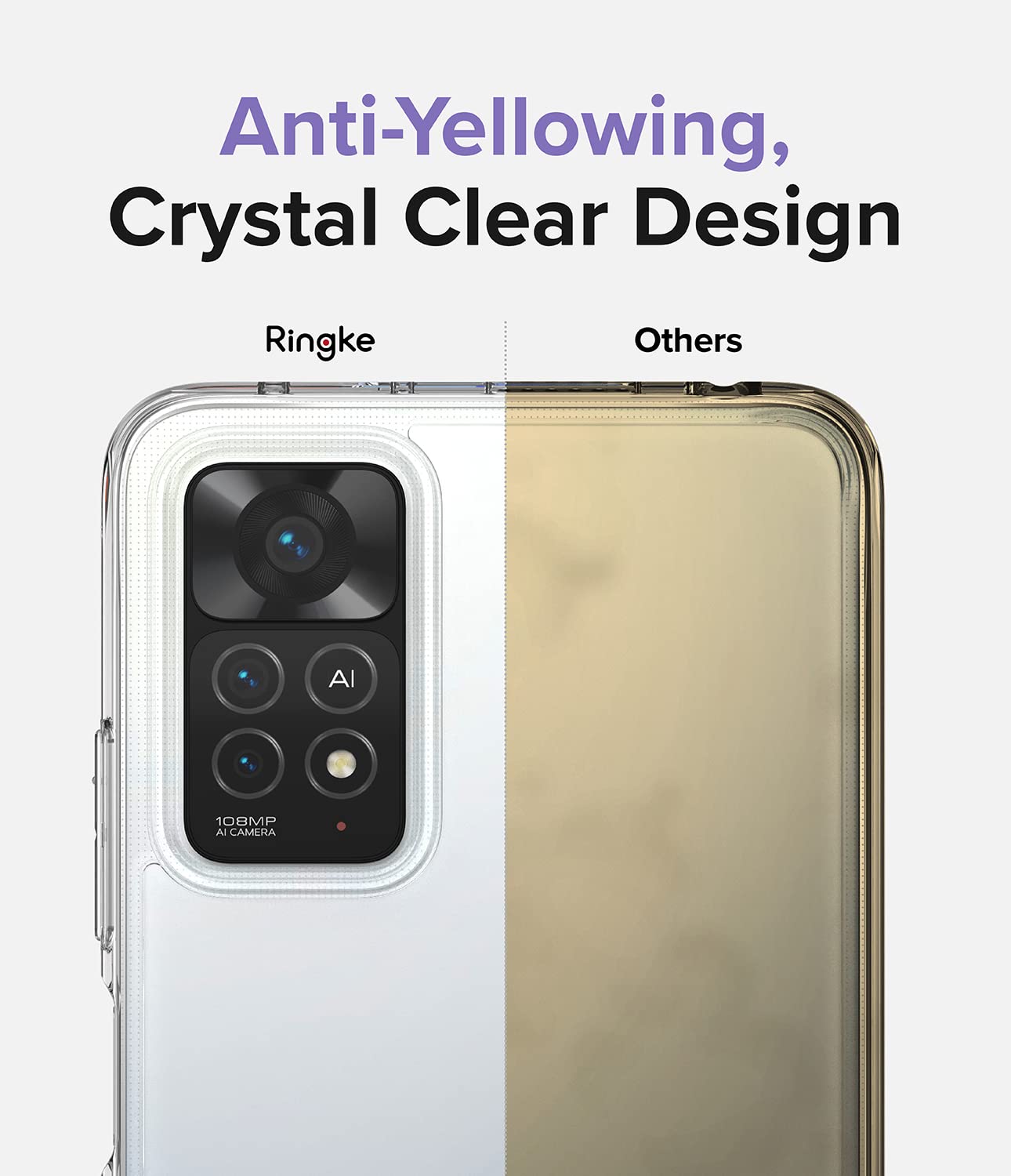 Funda Ringke Fusion Xiaomi Redmi Note 11 Pro Clear Trasera Dura Hybrid con Parachoques de TPU Flexible