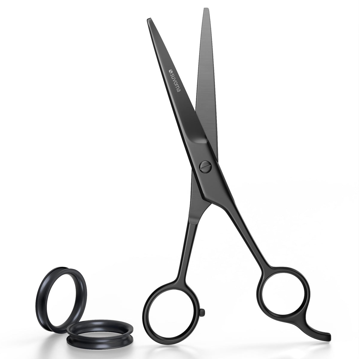 Tijeras de corte de pelo de 6,5 pulgadas para barberos y peluqueros - Tijeras de pelo para cortar, recortar y arreglar - Tijeras de pelo de mano derecha para hombres, mujeres y adultos (negro)