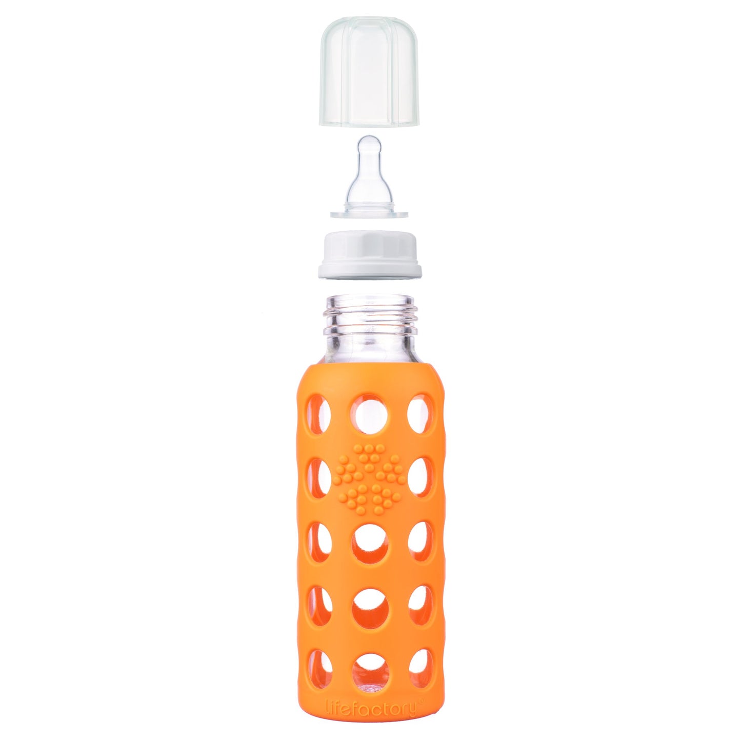 Lifefactory Biberón de vidrio para bebé con funda de silicona Anaranjado 266.16ml (9oz)