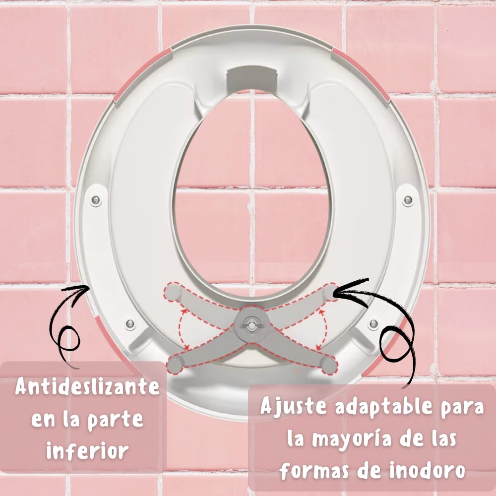 Dear Mia Little Liz | Asiento Entrenador Ajustable Portátil para Inodoro para Niños y Niñas | Reductor Baño Infantil (Blanco)