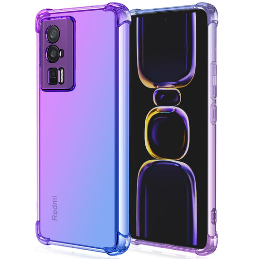 DABUNA Funda para Mi Xiaomi Poco F5 Pro Case Uso Rudo,Transparente Colores Degradados Protectora de Cámara Anticaída Carcasa Bumper(Púrpura Azul)