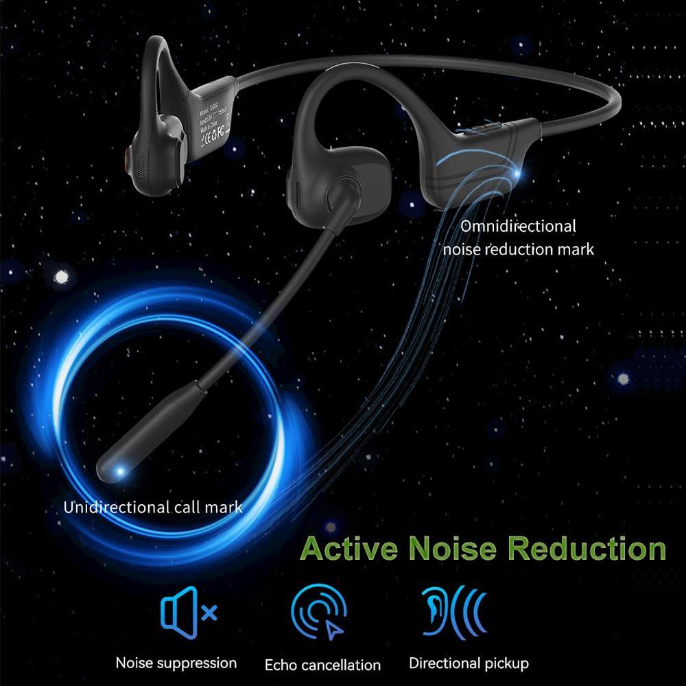Auriculares Bluetooth IHAO Negros con Conducción de Aire y Micrófono Giratorio para Mujer