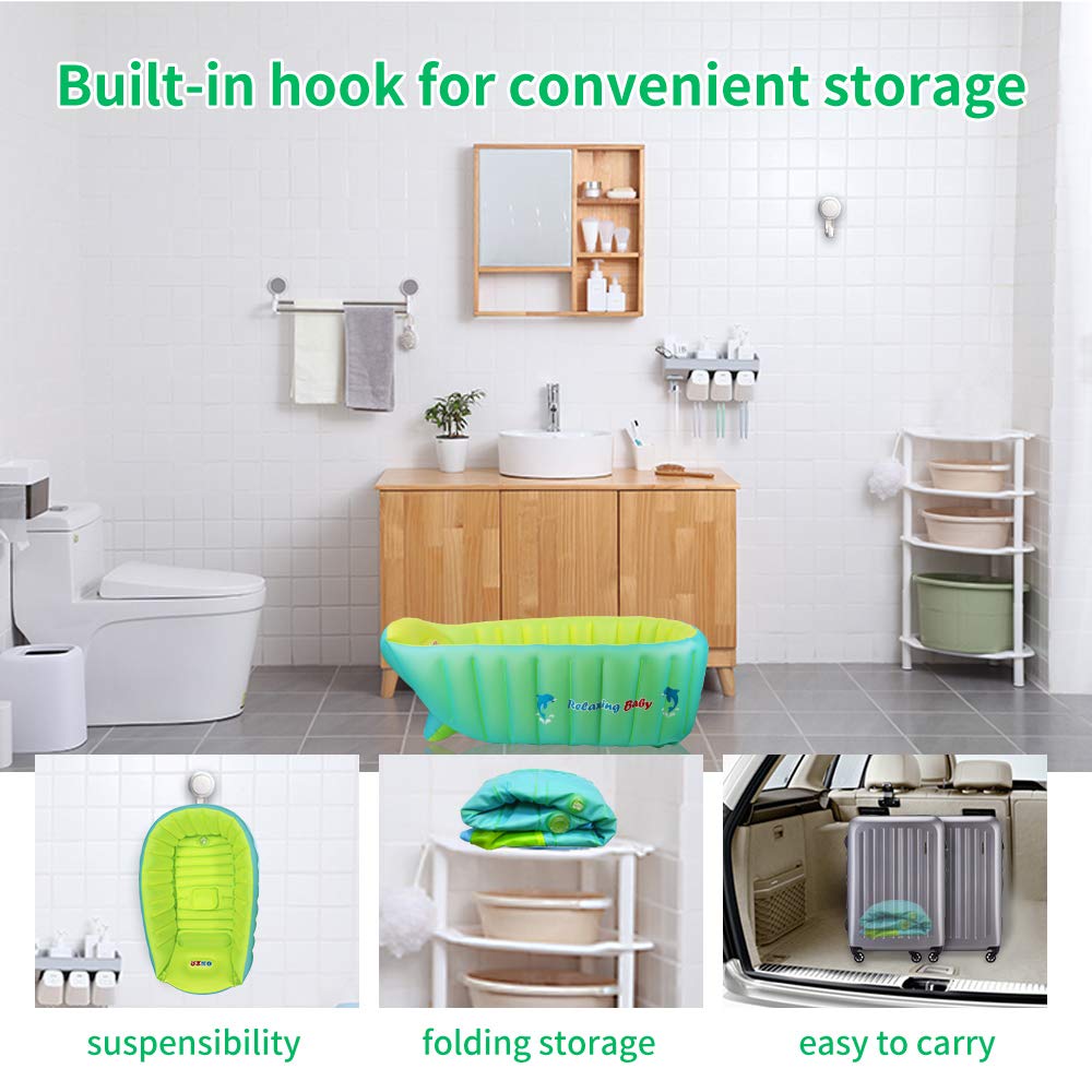 relaxing baby Bañera inflable para bebé relajante, asiento de bañera pequeño para bebé sentado, silla de bañera portátil para bebé niña de viaje accesorios con 2 divertidos juguetes de baño y bomba de aire para recién nacidos - 6 años de edad.