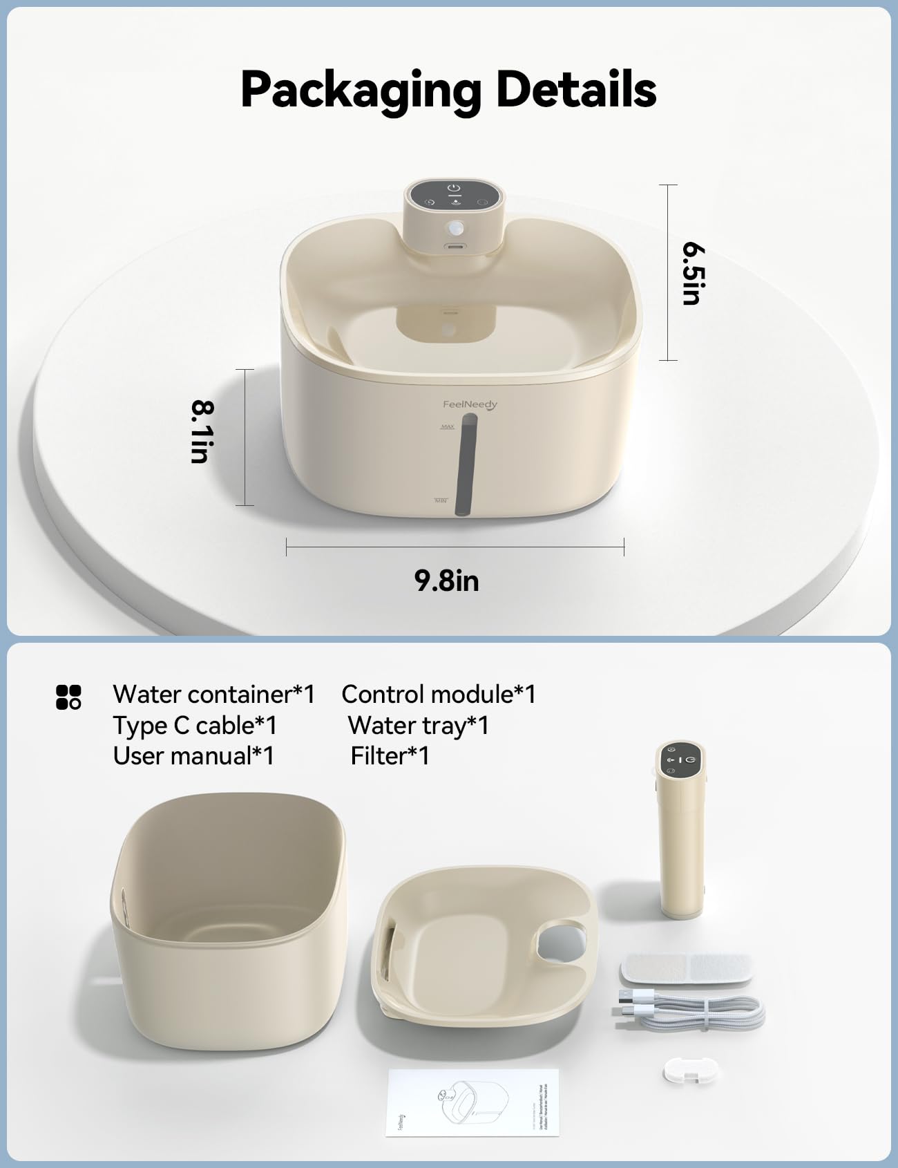 Fuente de Agua Inalámbrica FEELNEEDY para Gatos 4L con Sensor de Movimiento, Ultra Silenciosa