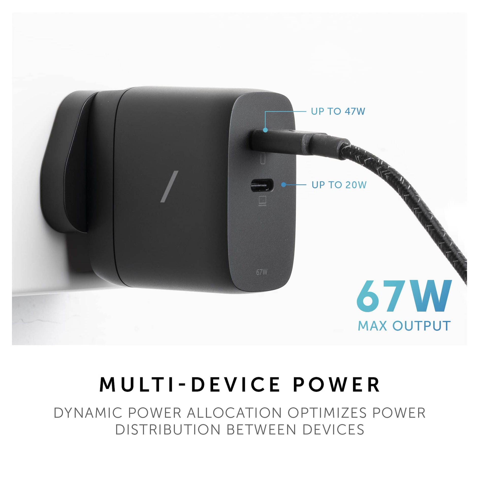 Cargador Rápido Native Union Negro GAN PD67W USB-C con Power Delivery para Múltiples Dispositivos