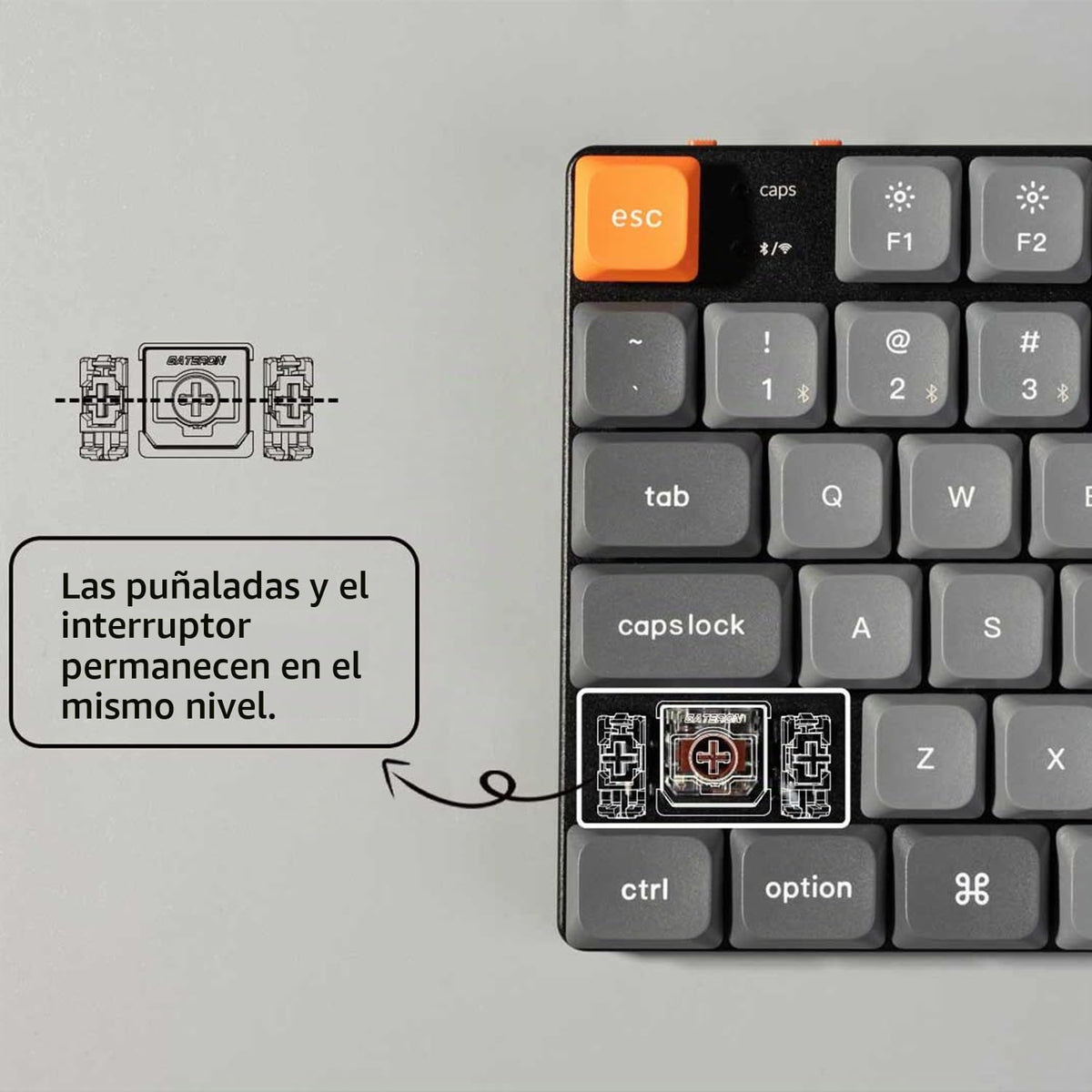 Teclado Mecánico Keychron K5 QMK Ultradelgado LED Blanca Bluetooth Interruptores Rojos 104 Teclas para Mac/Windows/Linux ES Layout Versión 2
