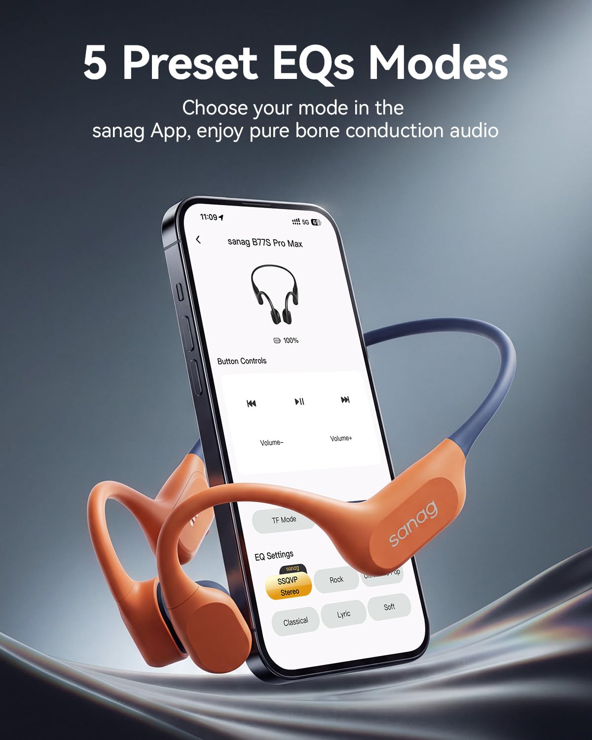 Auriculares de Conducción Ósea Sanag Silicona Impermeables IP68 Bluetooth 6.0 para Natación y Deportes