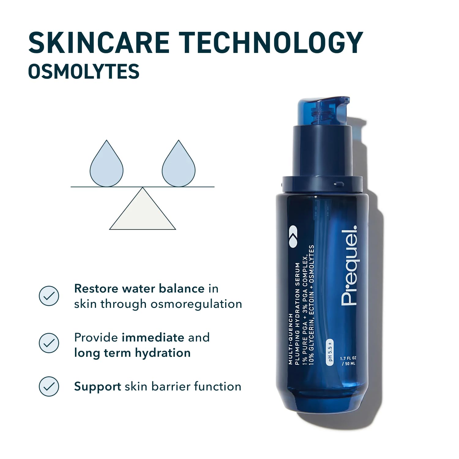 Suero hidratante y humectante Skin Multi Quench Plumping Hydration Serum para el rostro, con mezcla de PGA, glicerina y osmolitos, 1,7 onzas líquidas