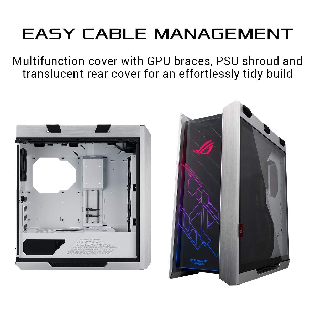 ASUS Gabinete Gaming ROG Strix Helios White, RGB, Media Torre ATX/ETX, Vidrio Templado, Marco de Aluminio, Soporte de GPU, Soporte para radiador de 420 mm y Aura Sync