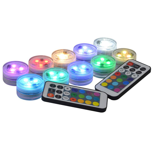 Luces LED sumergibles con control remoto, mini velas redondas de 1.5 pulgadas que funcionan con pilas, impermeables, sin llama, luces de té, blanco cálido RGB para fiestas en casa, eventos, farol,