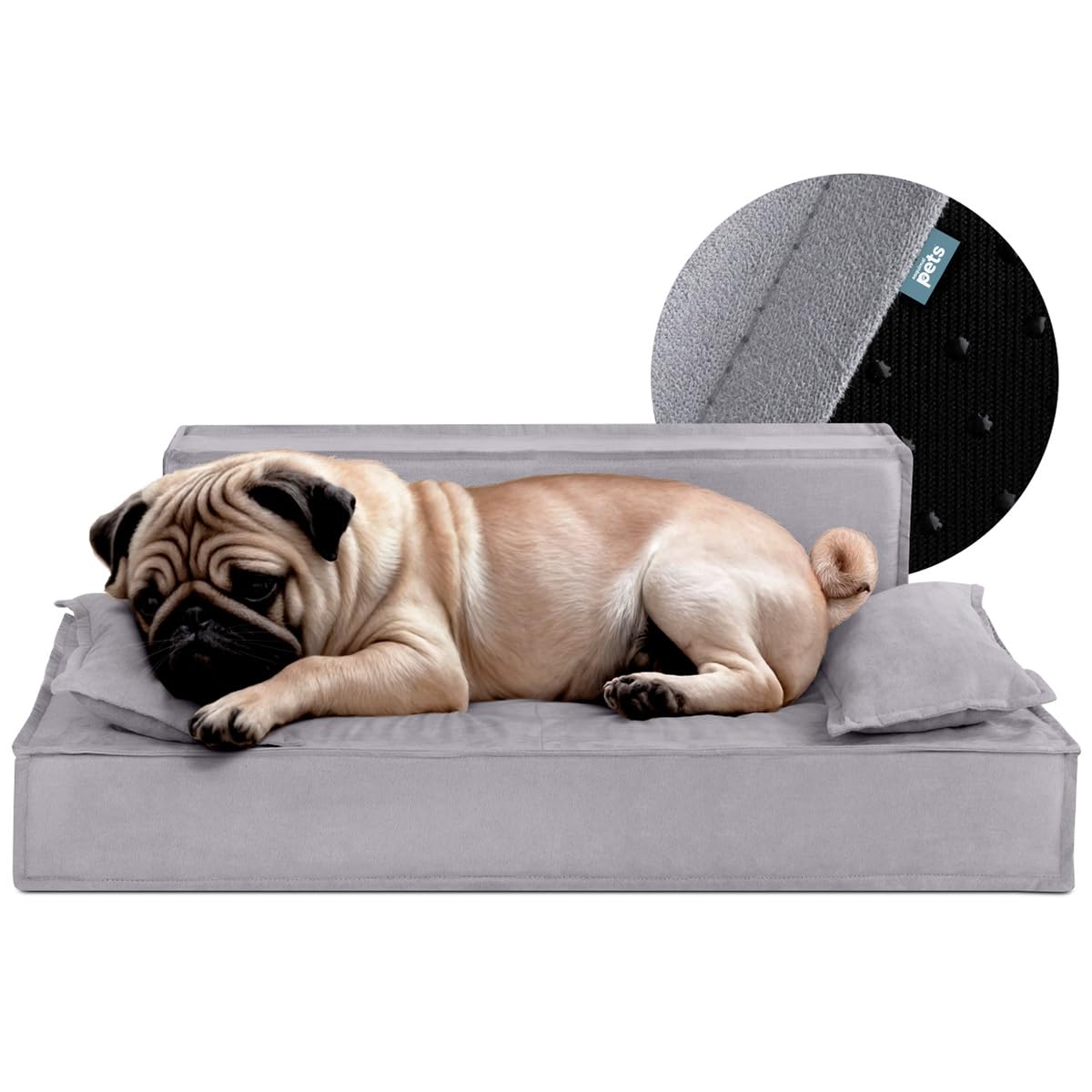 Sofá Cama Ortopédica ESQUIMAL Gris Mediano para Perros y Mascotas con Funda Lavable