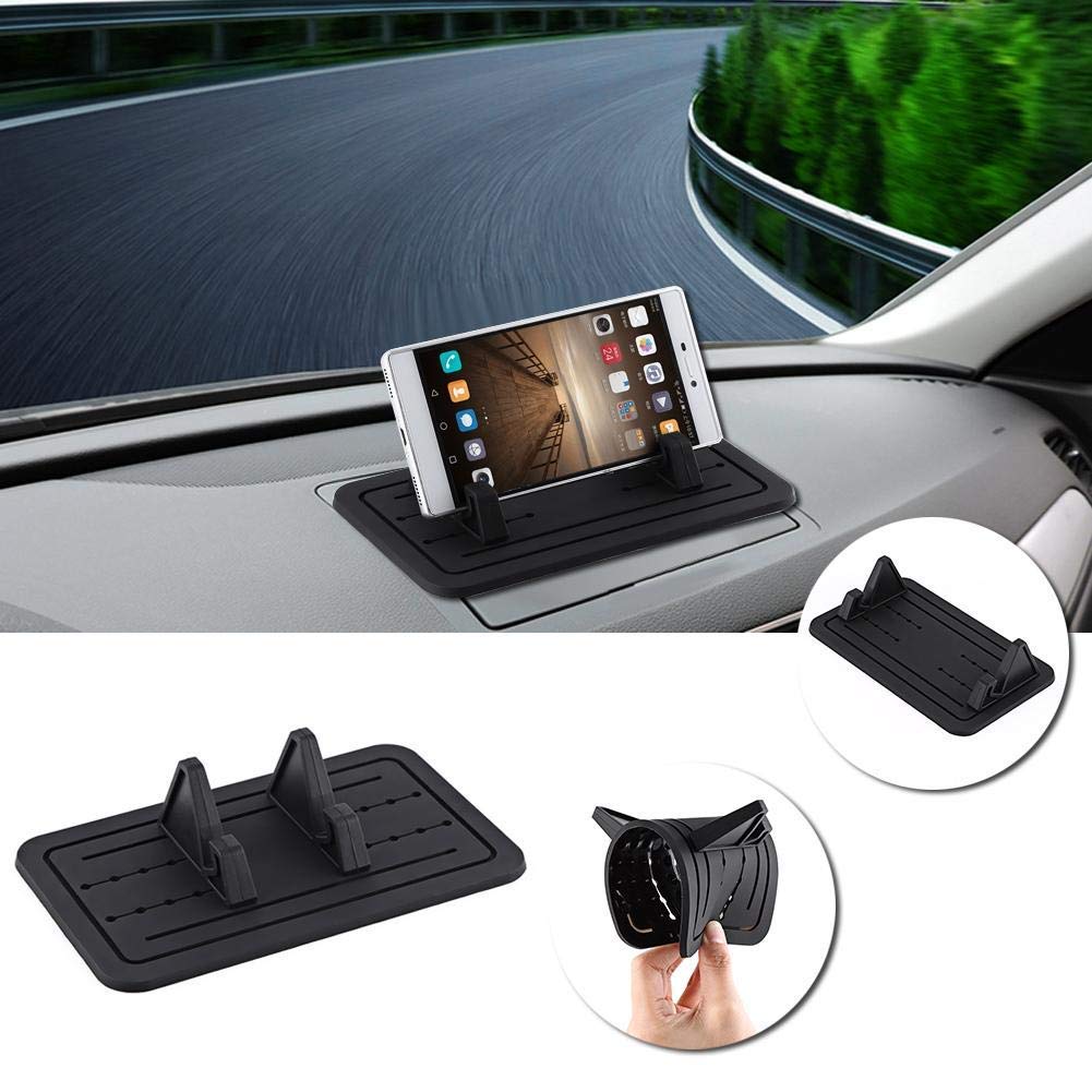 Soporte de Teléfono para Coche Universal de Silicona Negro con Almohadilla Antideslizante y Ancho Ajustable
