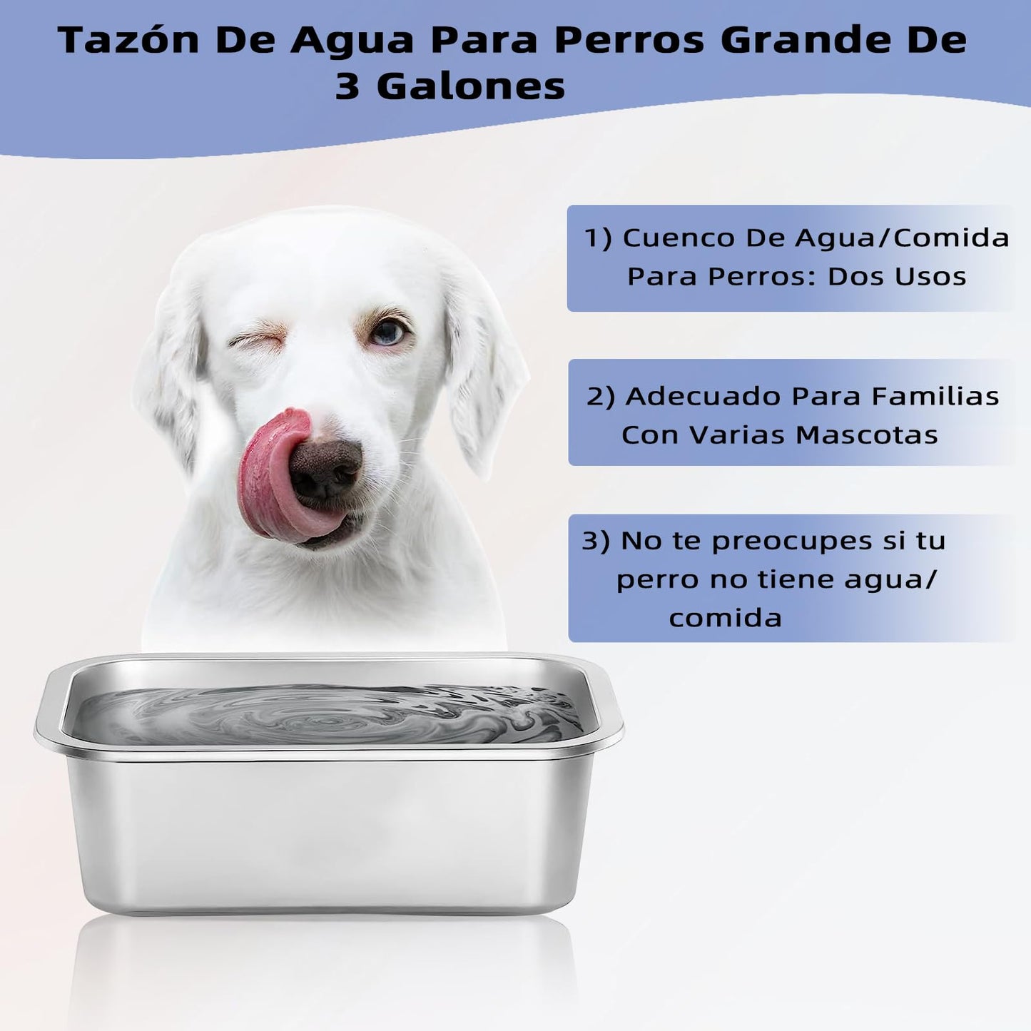 Plato para Perro de Acero Inoxidable 4.7 Litros Gran Capacidad para Perros Medianos y Grandes