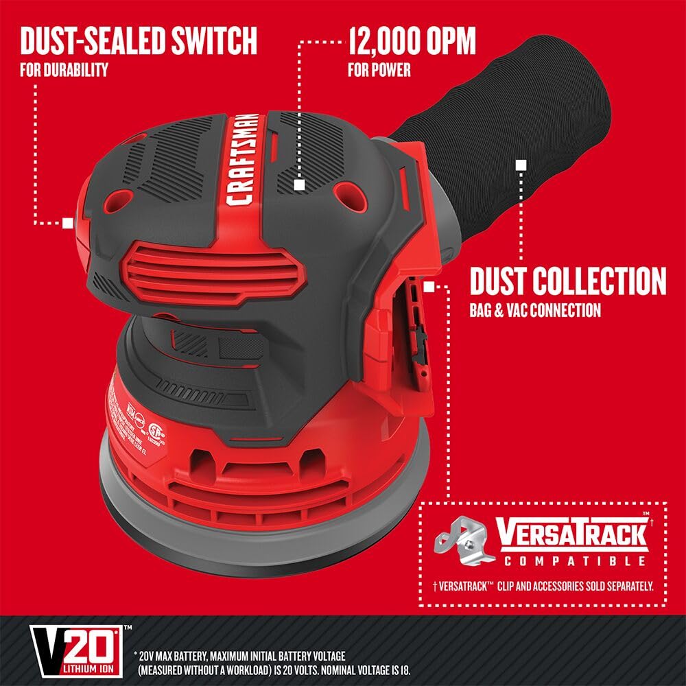 CRAFTSMAN Lijadora Orbital Inalámbrica 20V sin Bateria Incluida CMCW220B