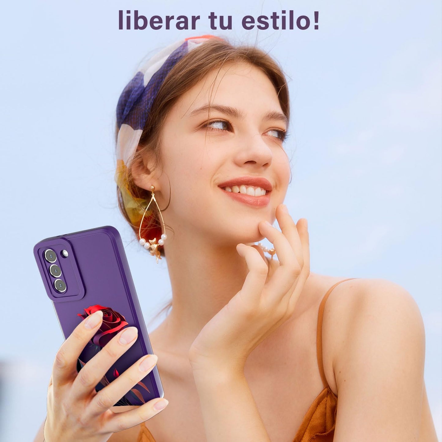 Threehao Funda para Samsung Galaxy S21 Plus Case Uso Rudo, Ultra Delgado Flexible Silicona Púrpura Carcasa con Aesthetic Dibujos Flores, Antigolpes Anti-arañazos Protectora