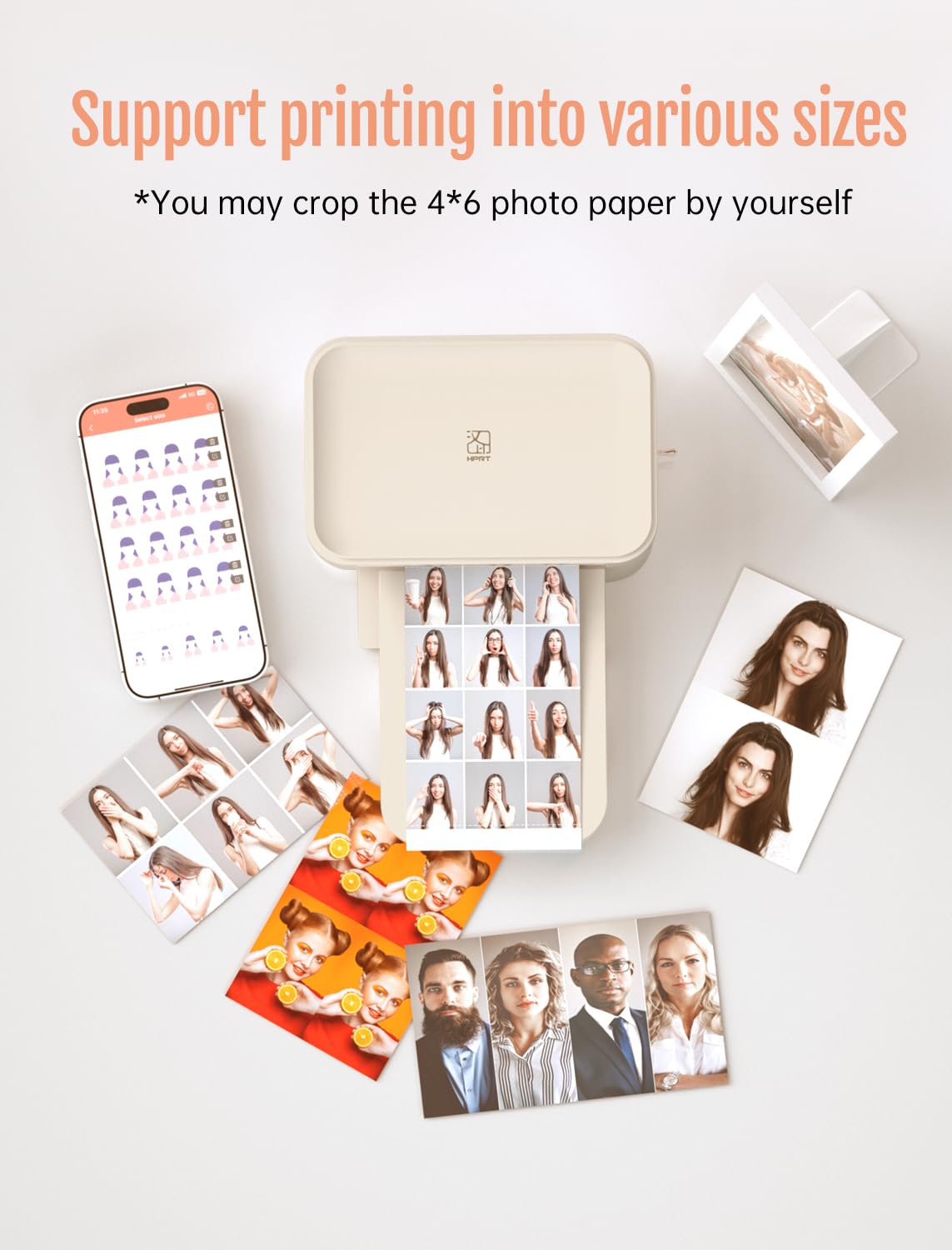 Impresora fotográfica HPRT 4x6, + 20 hojas y 1cinta, impresora de imágenes instantánea inalámbrica Wi-Fi para iPhone, Android, smartphone, sublimación térmica de tinte, impresión de video AR