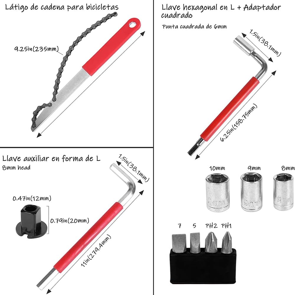 Kit de Herramientas AbaqKalza Negro 44 Piezas para Mantenimiento de Bicicleta de Montaña BMX